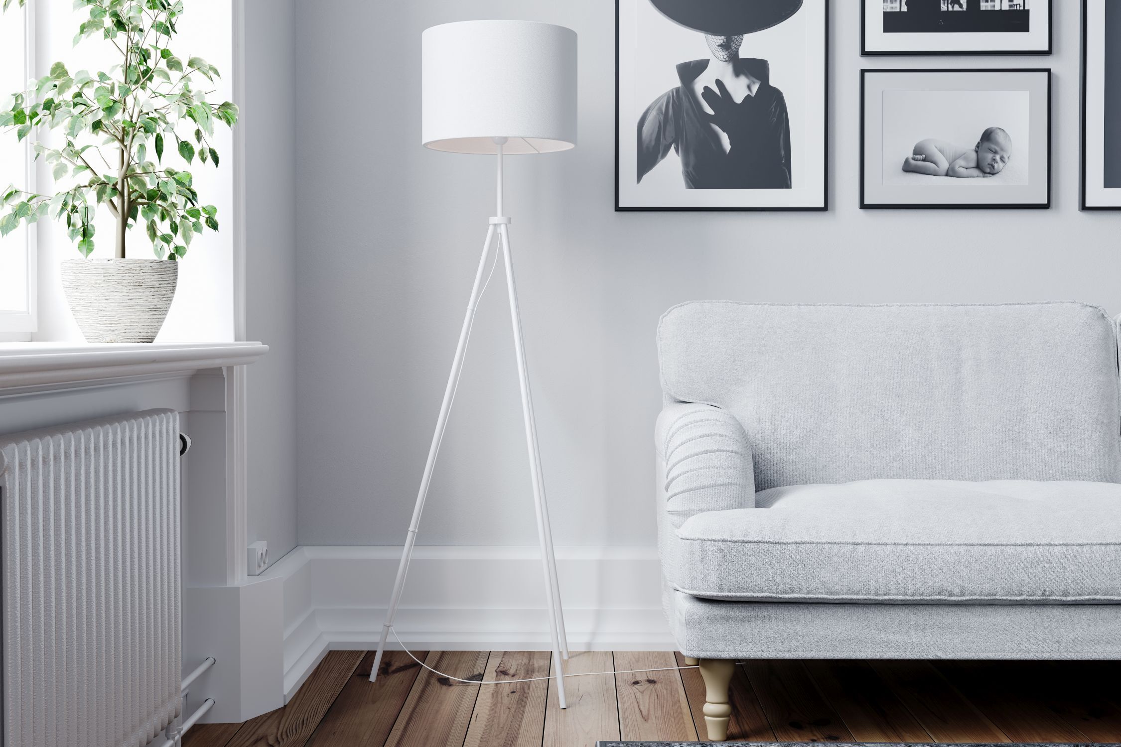 lampschirm, Stativlampe, weiße Lampe, Wohnzimmer, Sofa