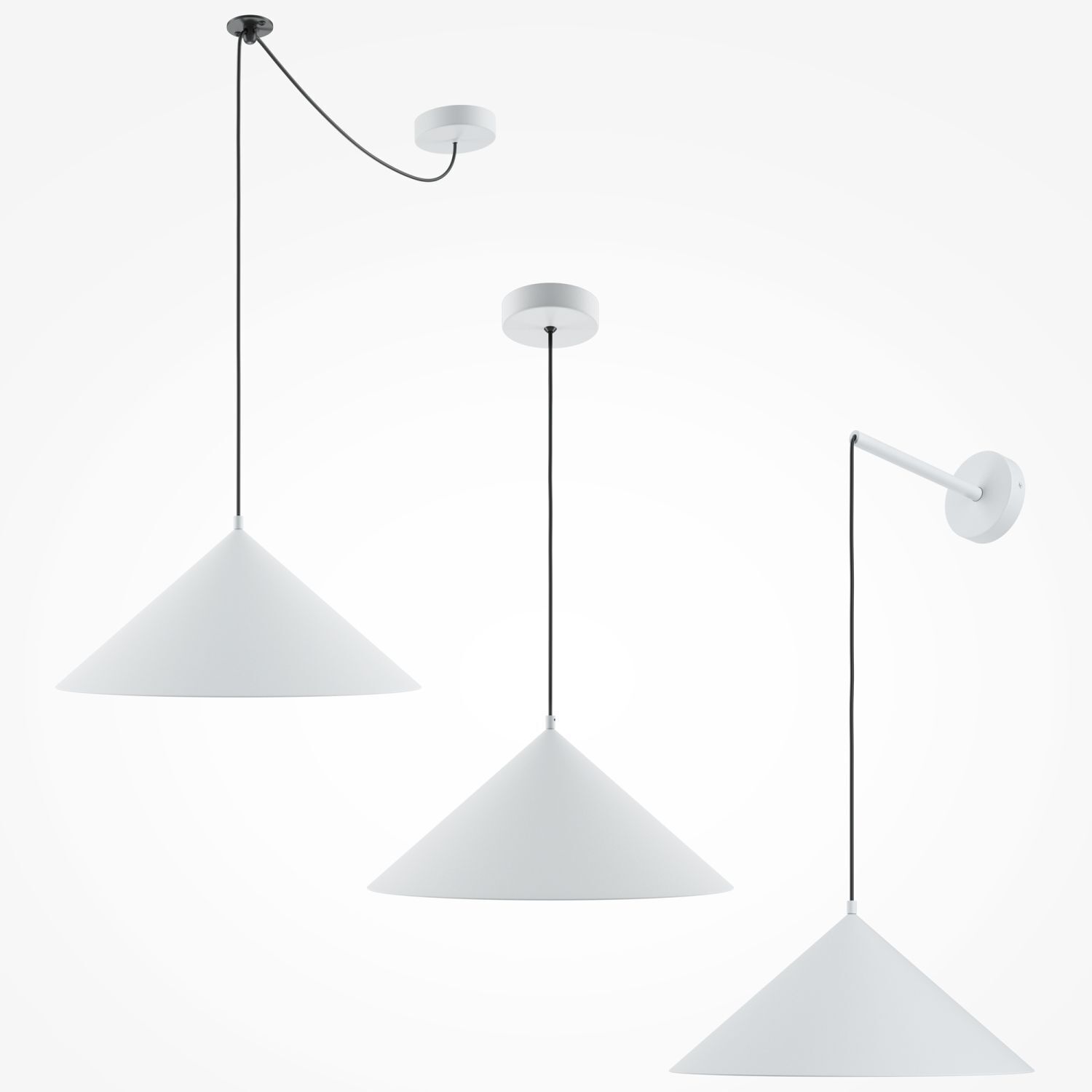 Hängelampe Metall rund Ø 35 cm H: max. 318 cm Weiß E27