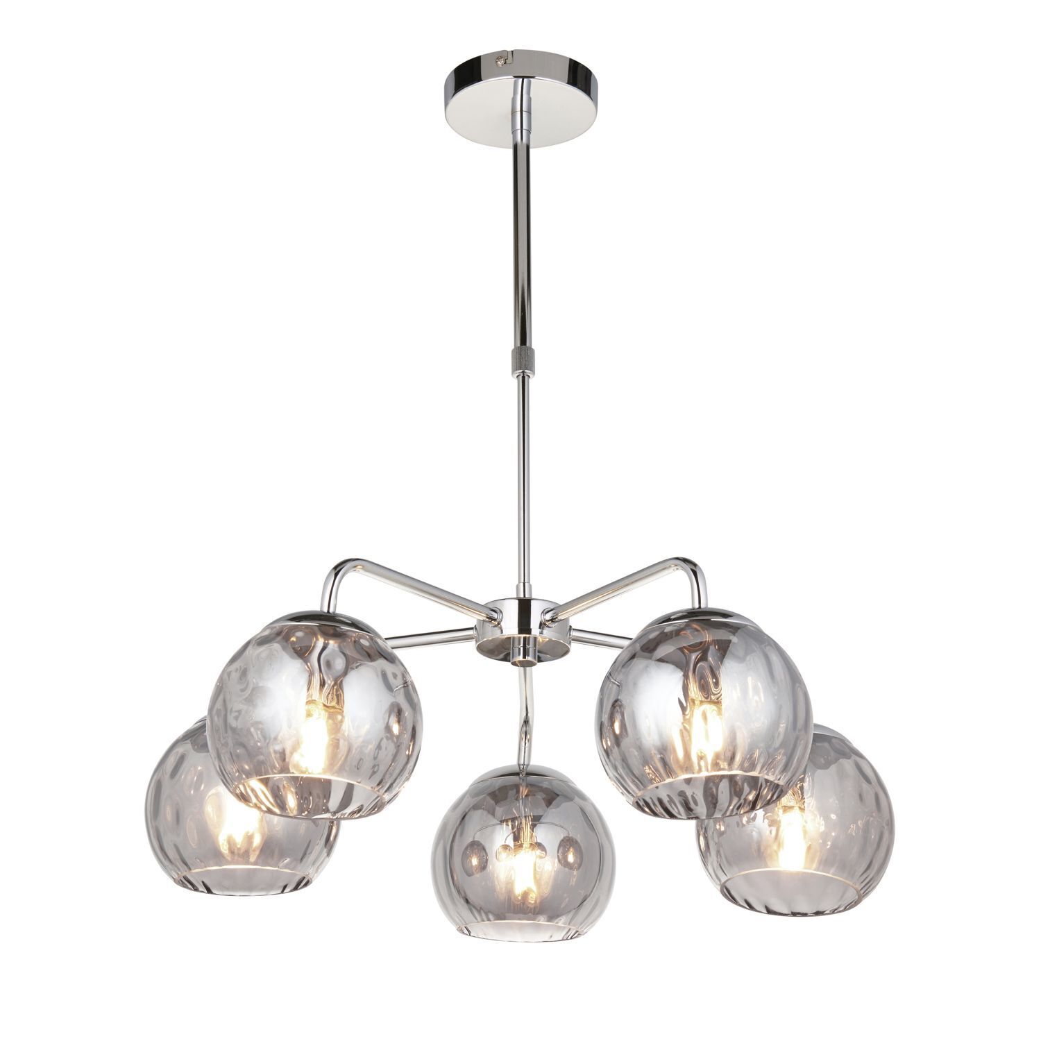 Deckenlampe Rauchglas Metall Chrom Rauchgrau höhenverstellbar