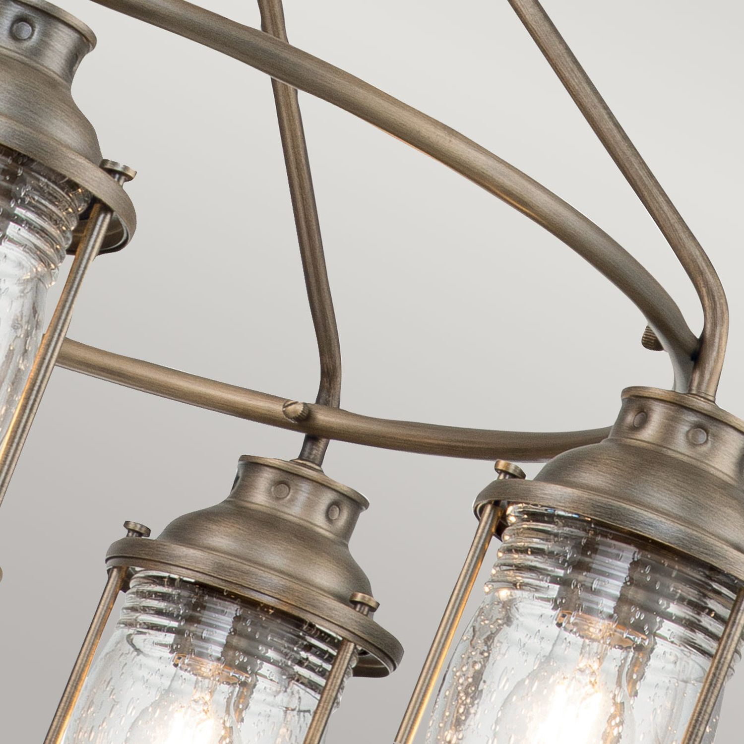 Hängeleuchte, Metall, Bronzefarben, Glas, Edison-Stil
