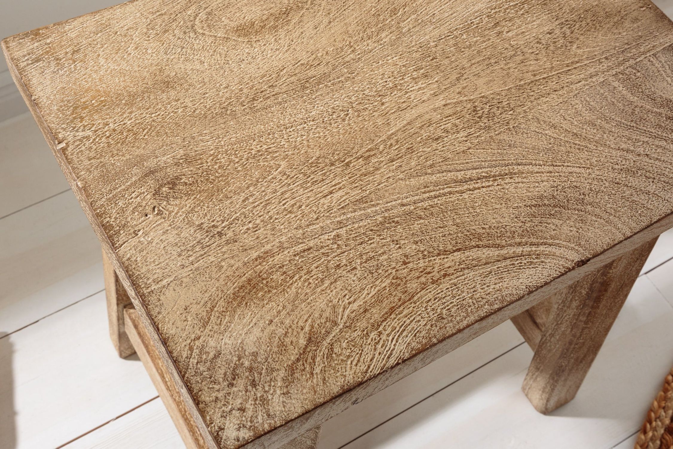 Sitzhocker Holz massiv gebogene Sitzfläche Shabby Chic Holz, Tabelle, Tischplatte, Hartholz, Gebeiztes Holz