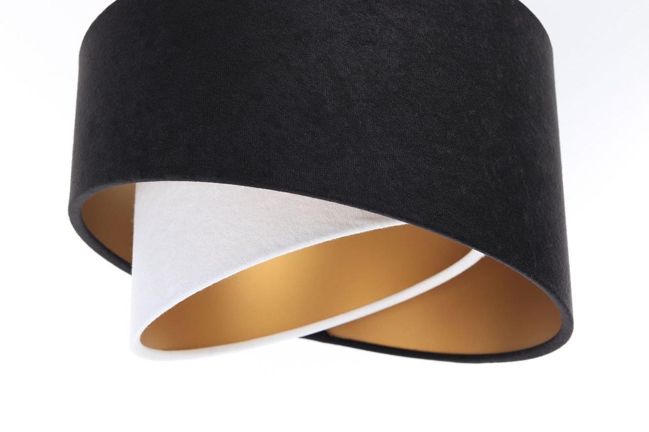 Hängelampe Schwarz Weiß Gold 3-flammig E27 Stoffschirm Lampe, Lampenschirm