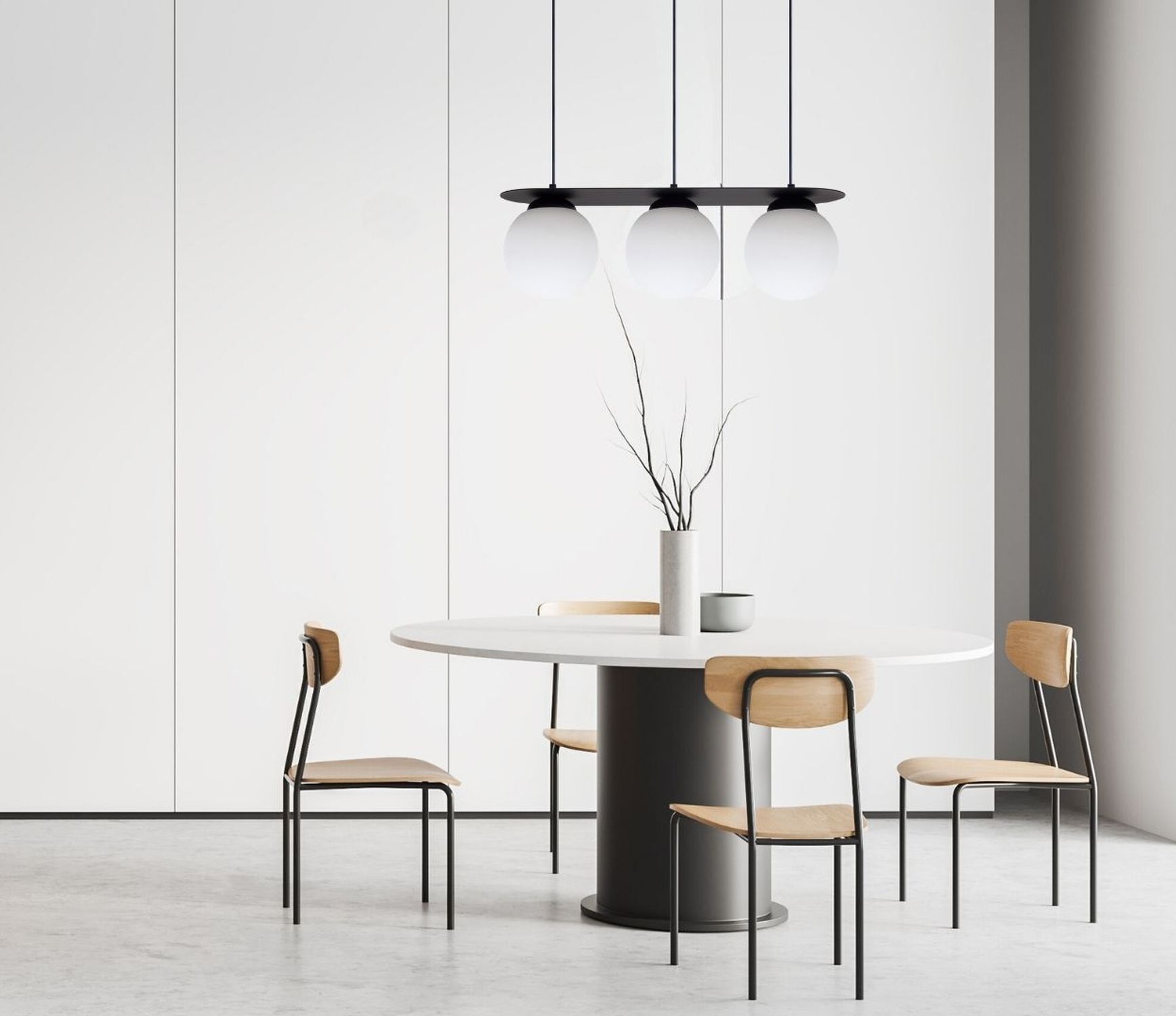 Blendarme Hängeleuchte Glaskugeln E27 3-flmg Schwarz Esstisch, Mobiliar, Tabelle, Esszimmer, Stuhl