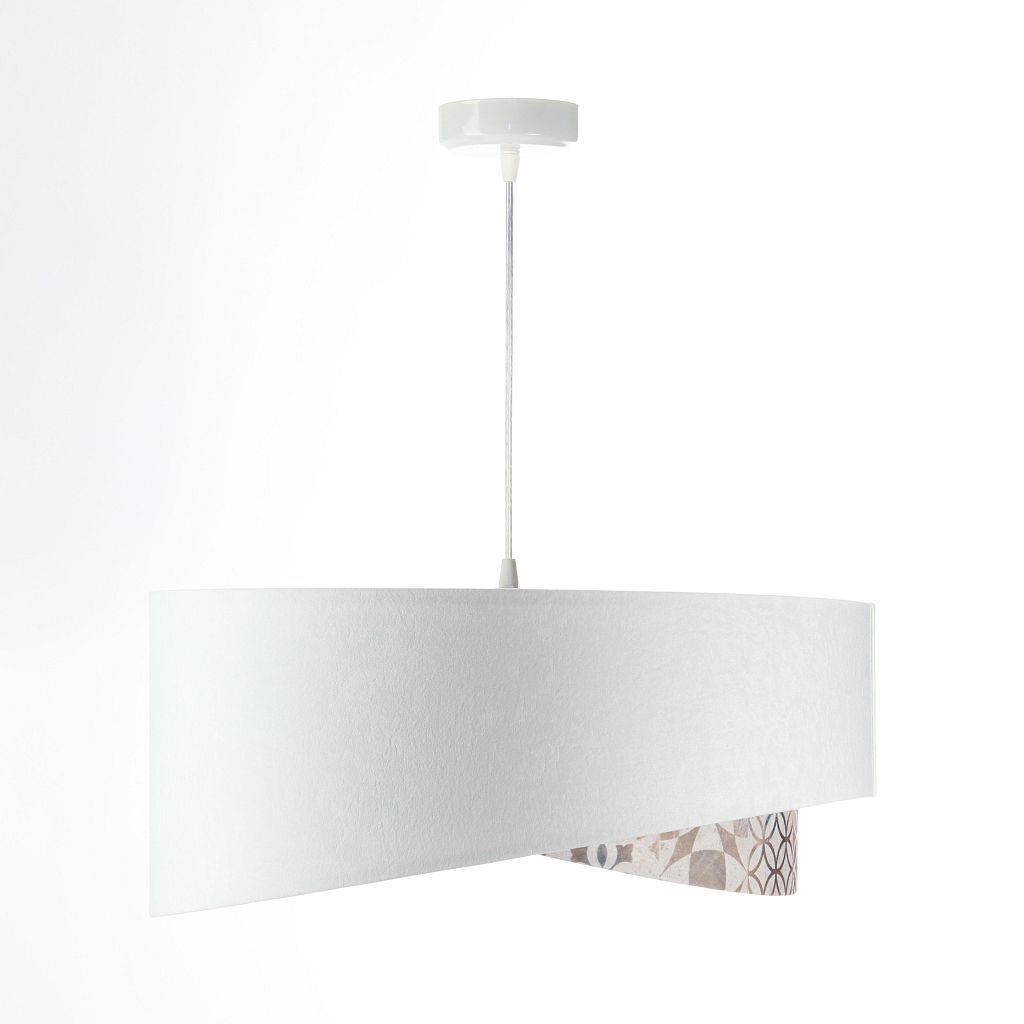 Hängelampe Weiß Beige Silber E27 Ø 50 cm Stoff Velours Optik
