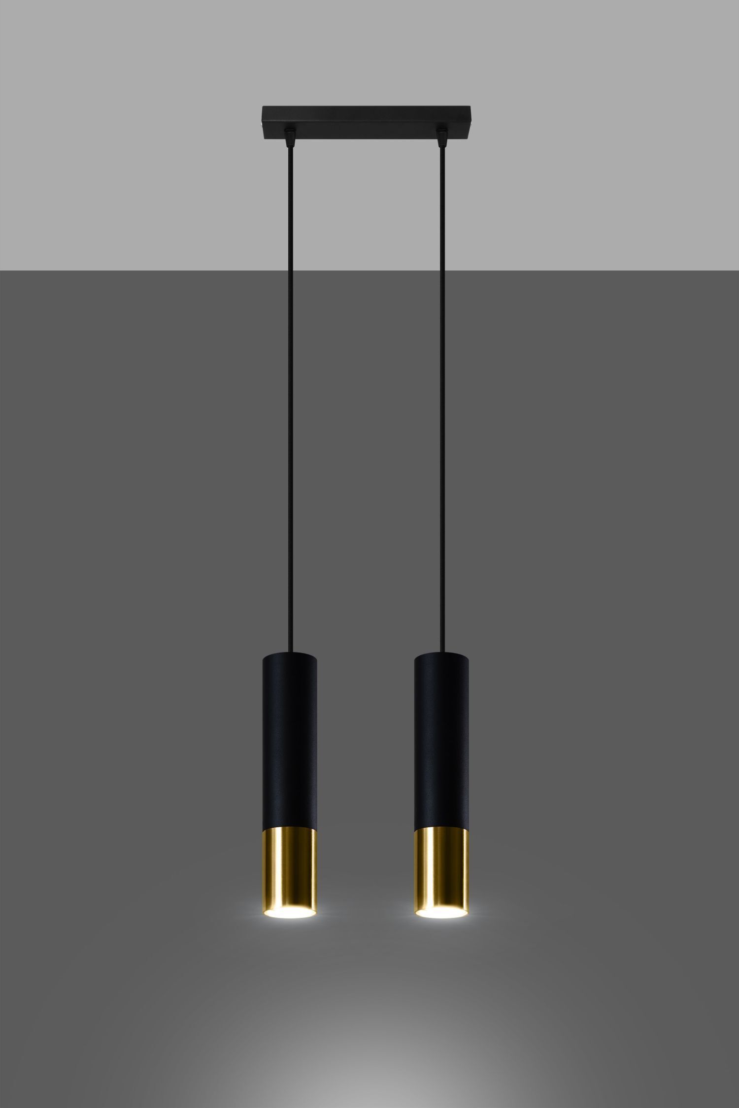 Pendelleuchte Schwarz Gold verstellbar 2-flammig GU10
