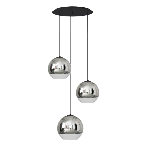 pendant light, hängelampe, Chrom-Finish, Globuslampe, Drei-Globen
