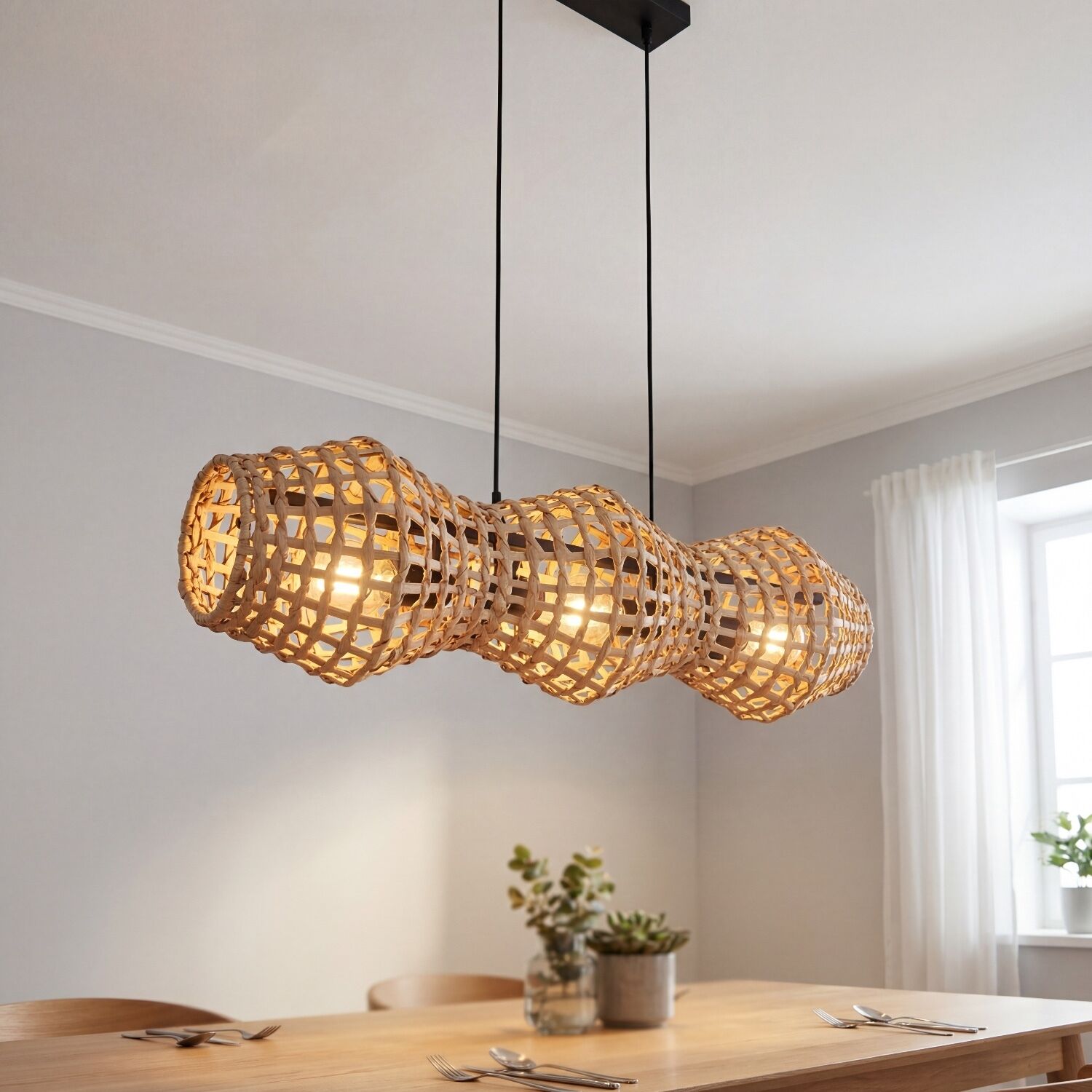 Hängelampe, Rattan, Lichtquelle, Esstischbeleuchtung, Wandlampen-Design