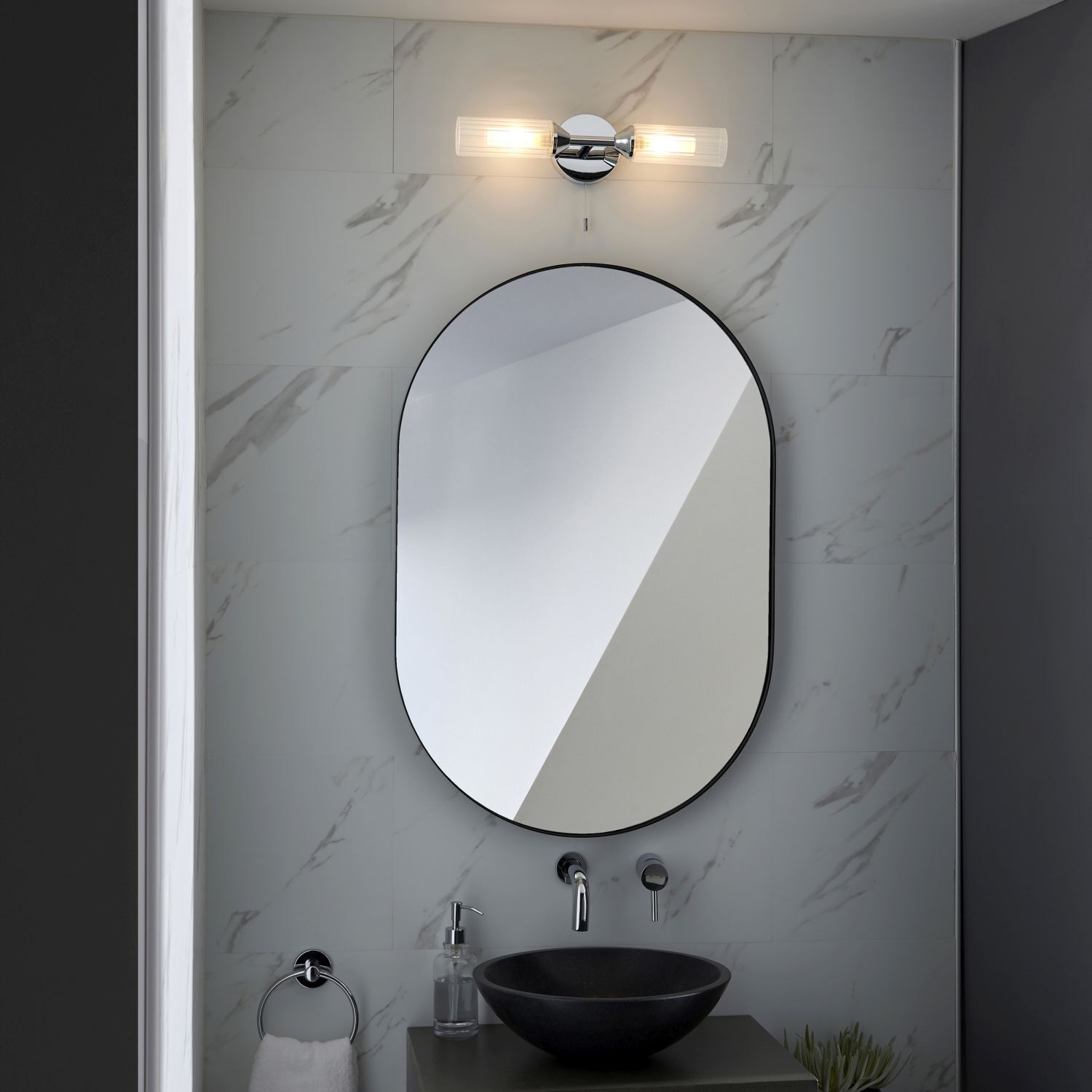 Wandleuchte Bad mit Schalter IP44 Chrom Weiß 2x G9 Up Down
