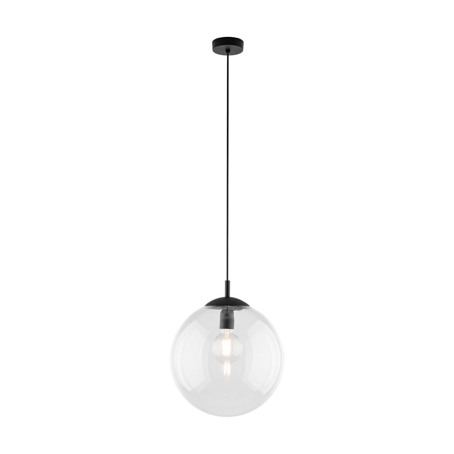 Hängelampe Glas rund Ø 35 cm H: max. 175 cm E27 Kugel Schirm