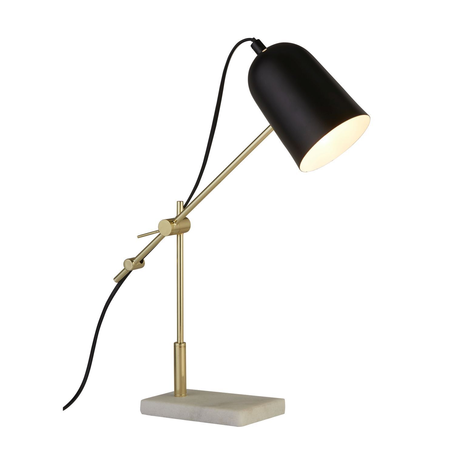 Schreibtischlampe verstellbar H: 49 cm Metall Marmor E14