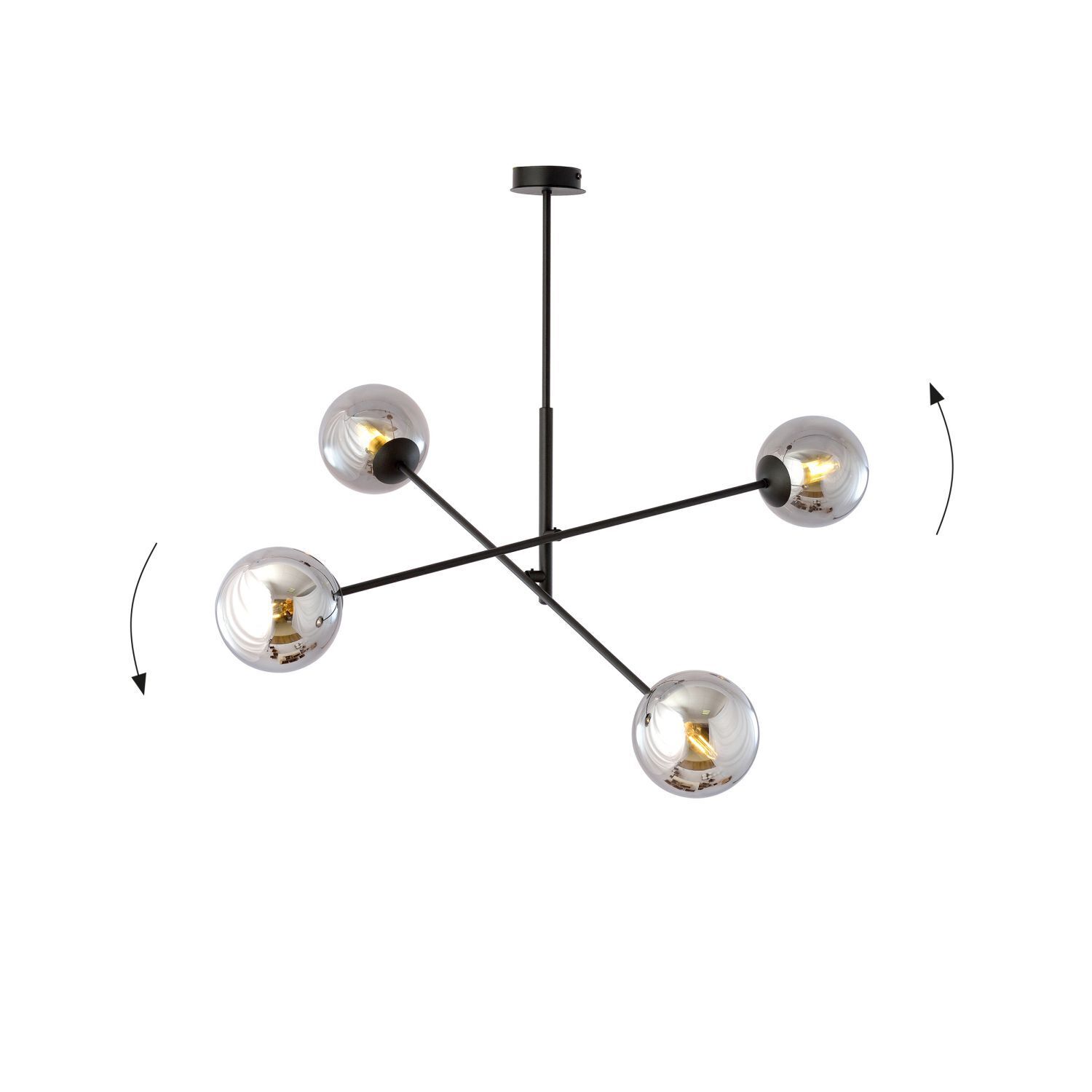Deckenlampe schwenkbar L: 102 cm E14 4-flammig Kugelschirm
