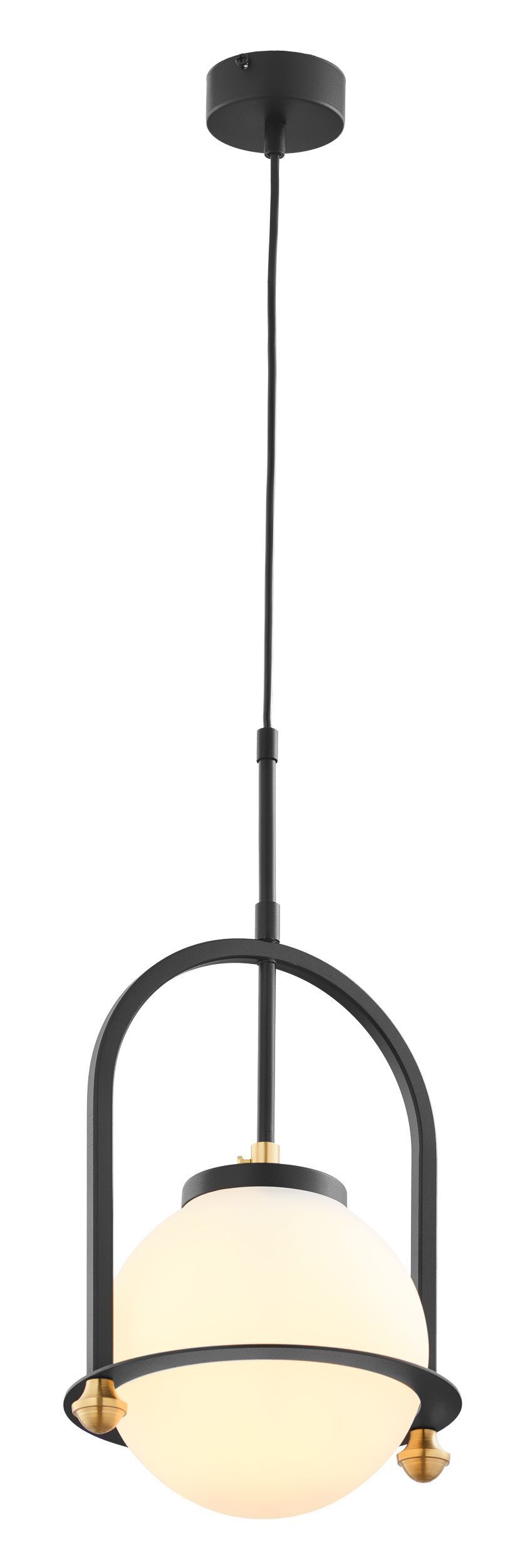 Runde Hängelampe Metall Glas E27 Ø23 cm in Schwarz