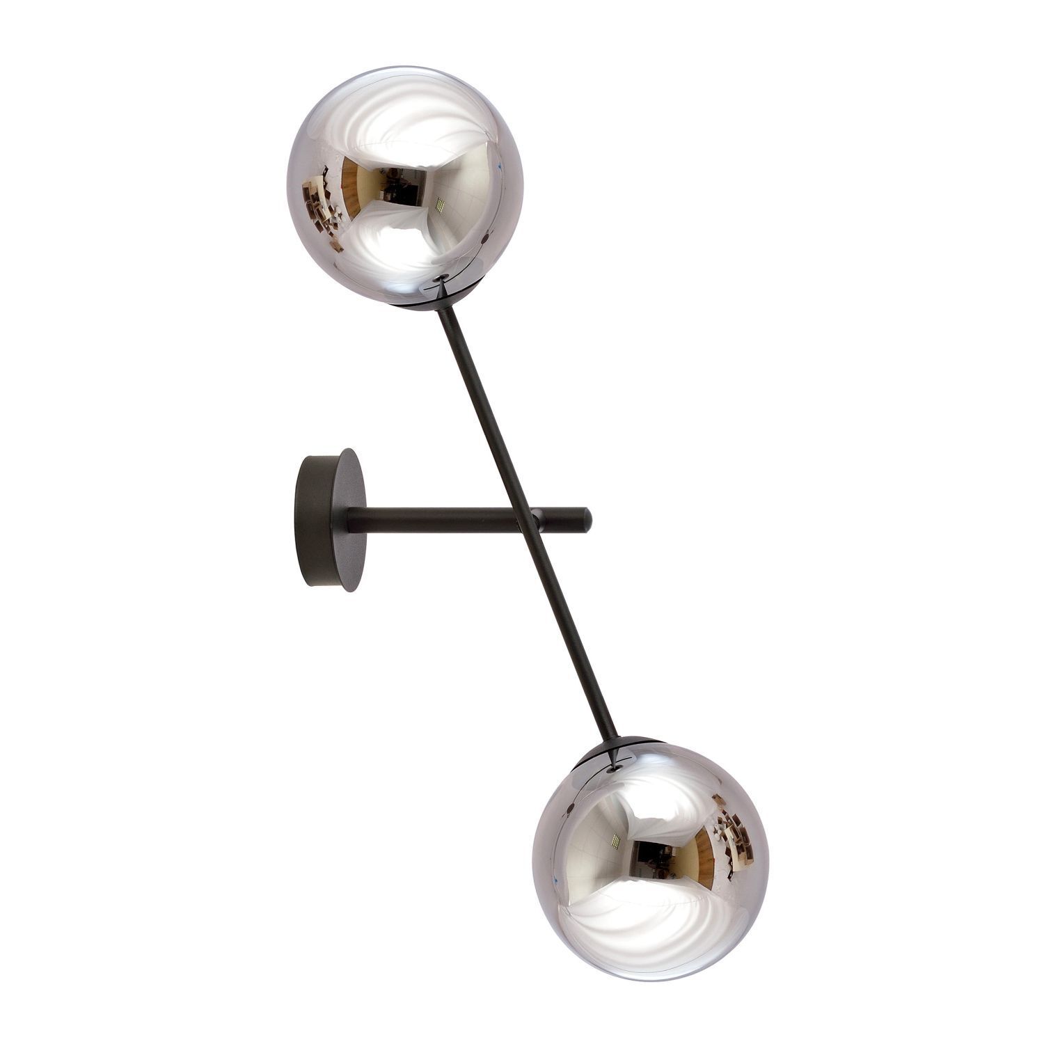 Wandlampe Rauchglas Metall H: 57 cm drehbar E14 2-flammig Beleuchtung