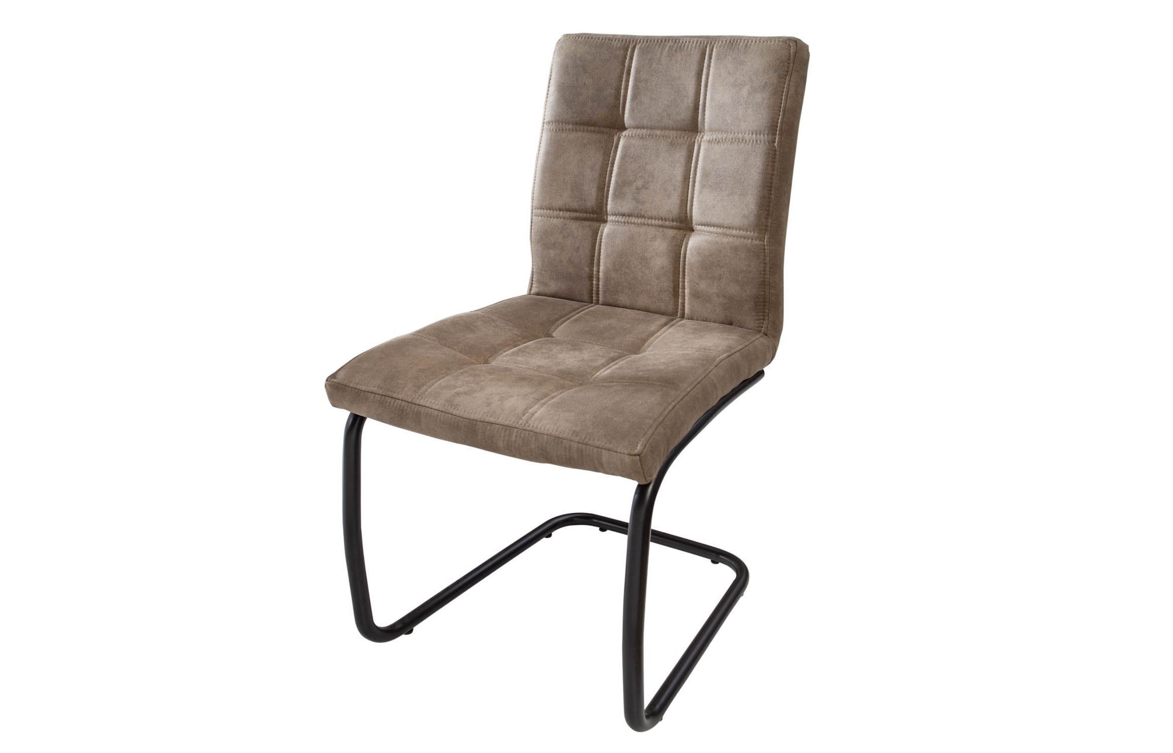 Freischwinger Stuhl Taupe Schwarz Stoff Eisen Modern