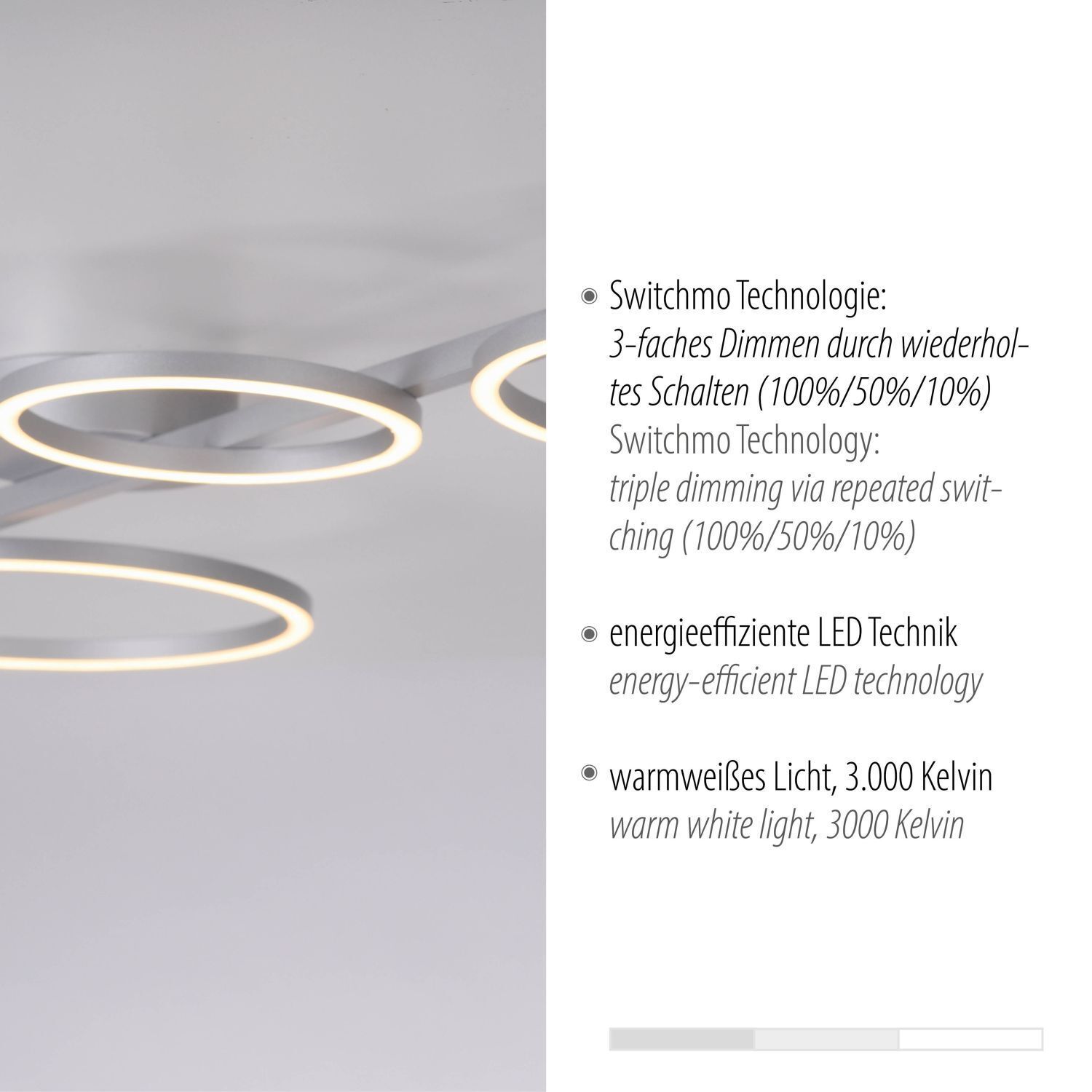 Weiße LED Deckenlampe Metall 120 cm länglich 3000 K