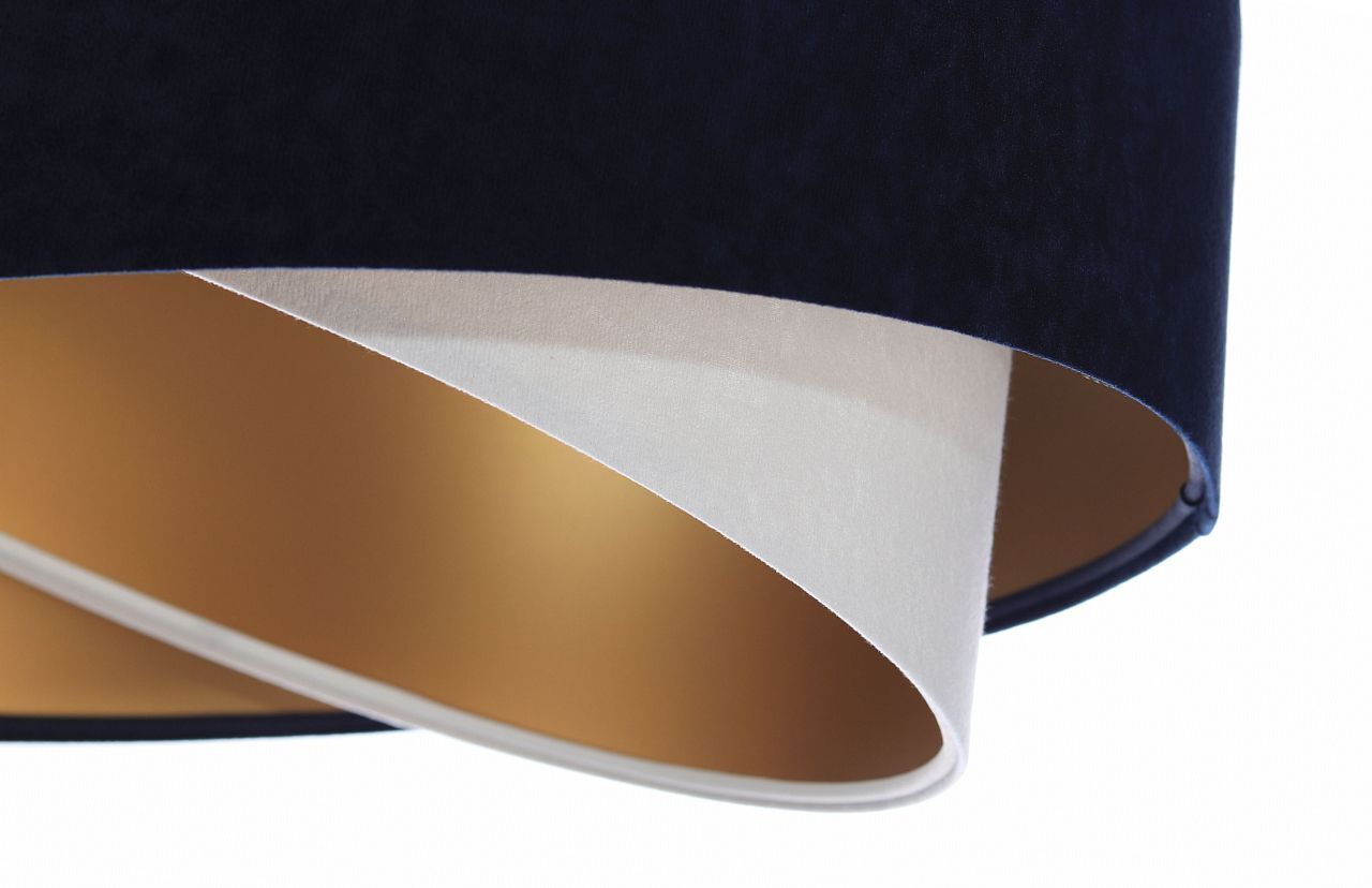 Pendelleuchte Stoff Blau Weiß Gold E27 rund D: 50 cm