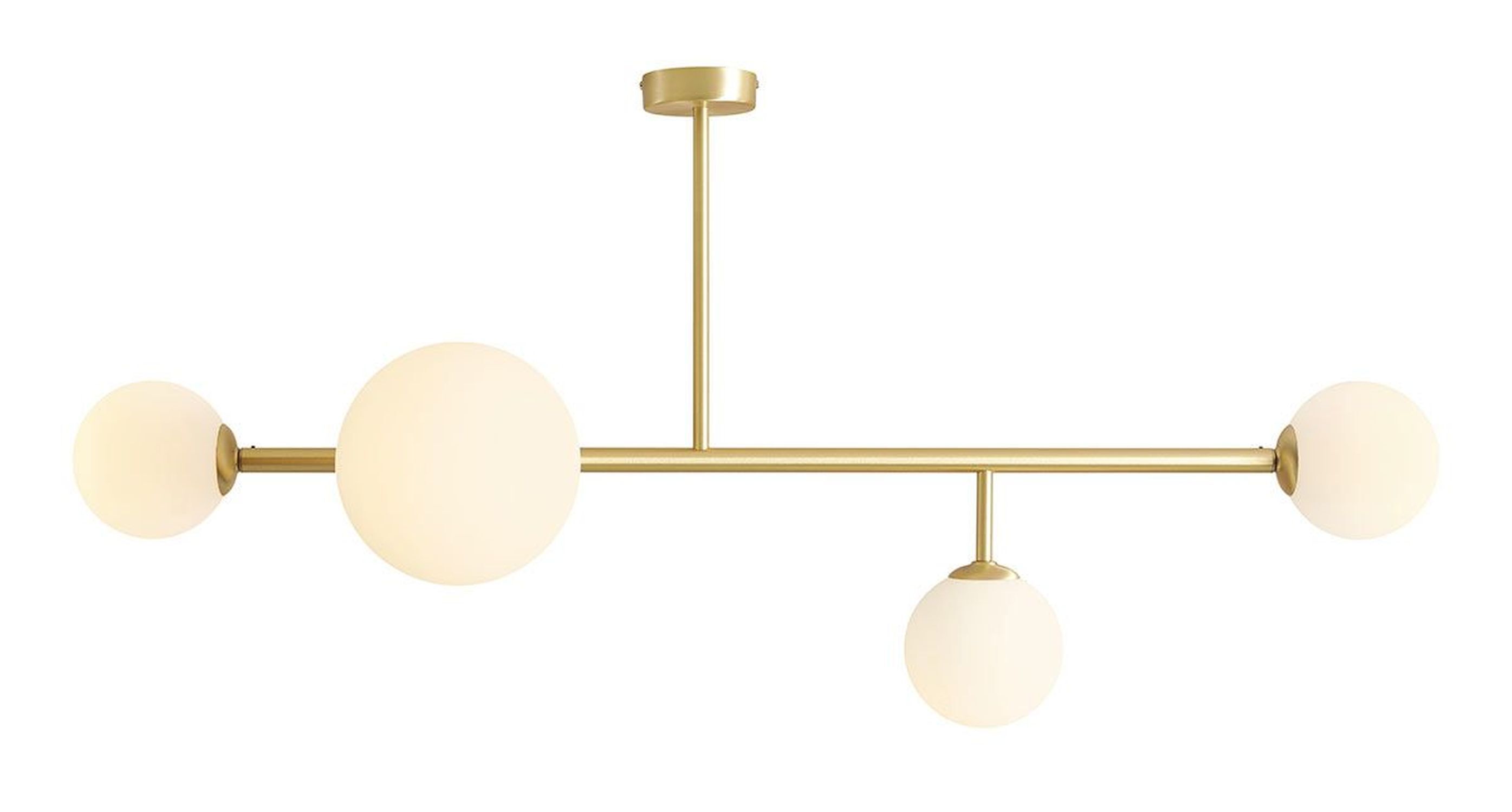 Deckenlampe in Messing Weiß Kugelschirm H:58 cm 3-flmg