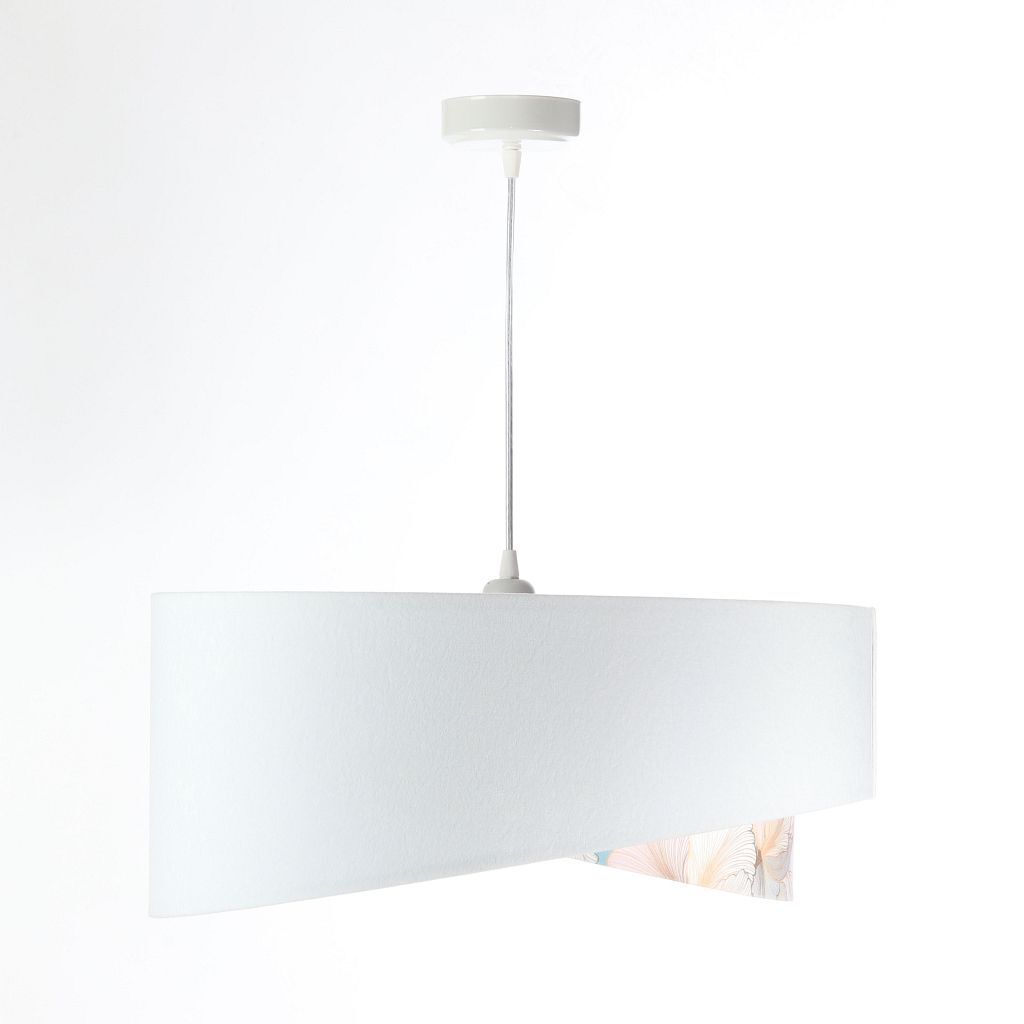 Hängeleuchte Weiß Creme E27 rund Ø 50 cm Stoff Velours Optik Lampe