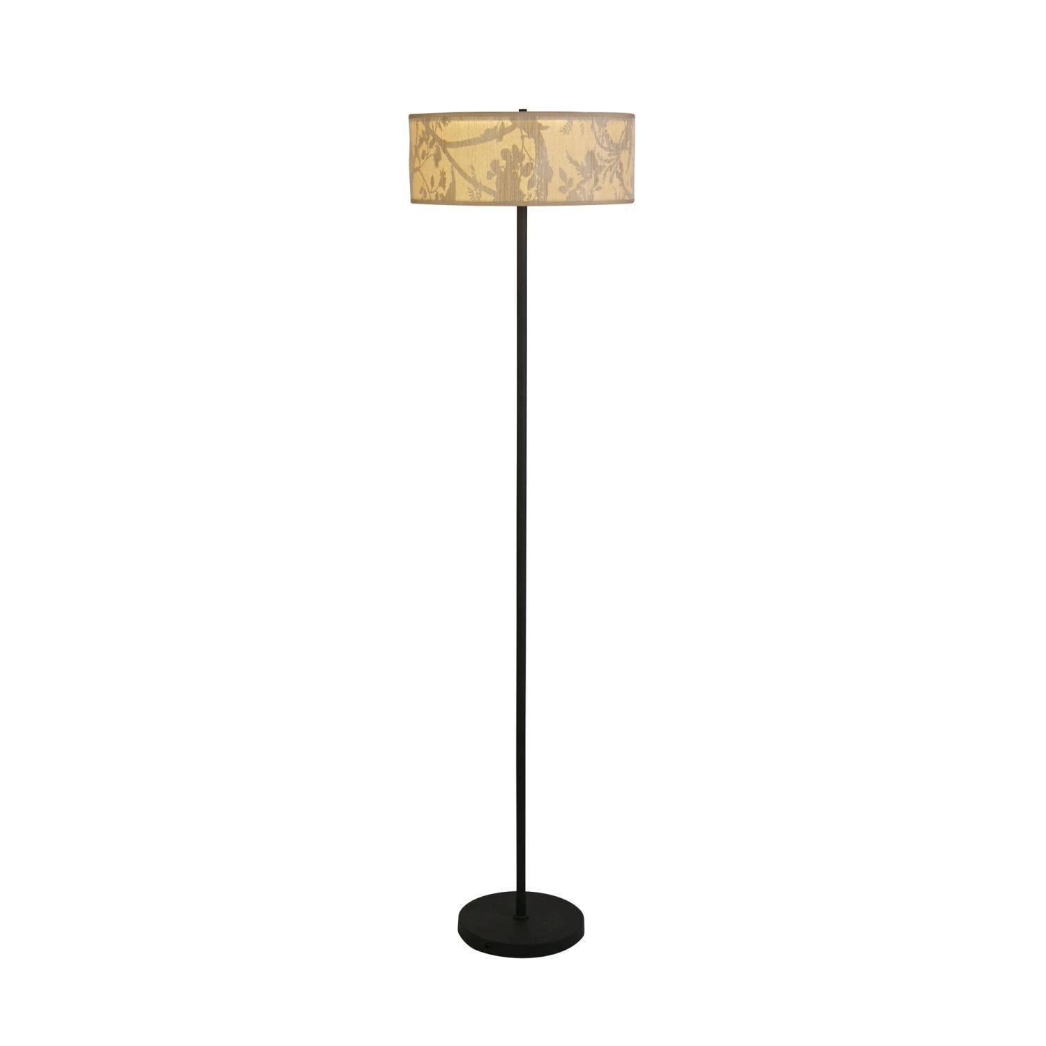 Wohnliche Stehleuchte Bambus Metall 160 cm E27 blendarm Stehlampe, Standlampe, Tischlampe, Beige Lampschirm, runder Lampenfuß