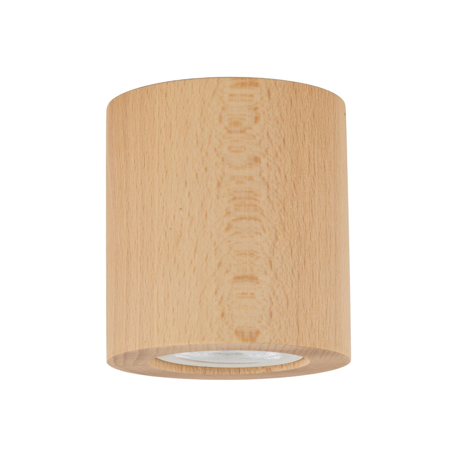 Deckenspot Holz GU10 Ø 8 cm rund H: 8,5 cm in Buche Deckenleuchte, Zylinder, Lampe