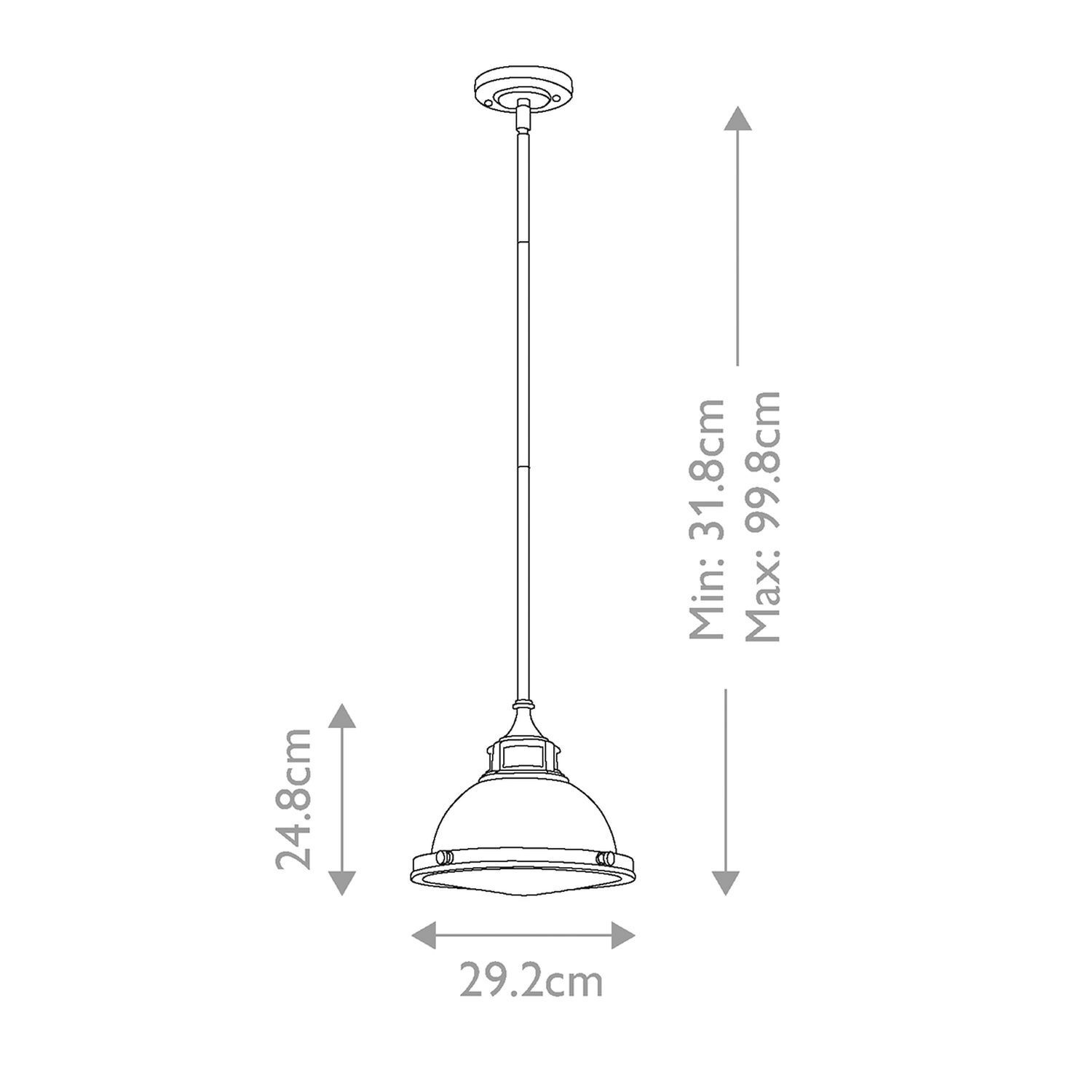 Pendelleuchte Metall Glas Ø 29,2 cm rund E27 Industrial