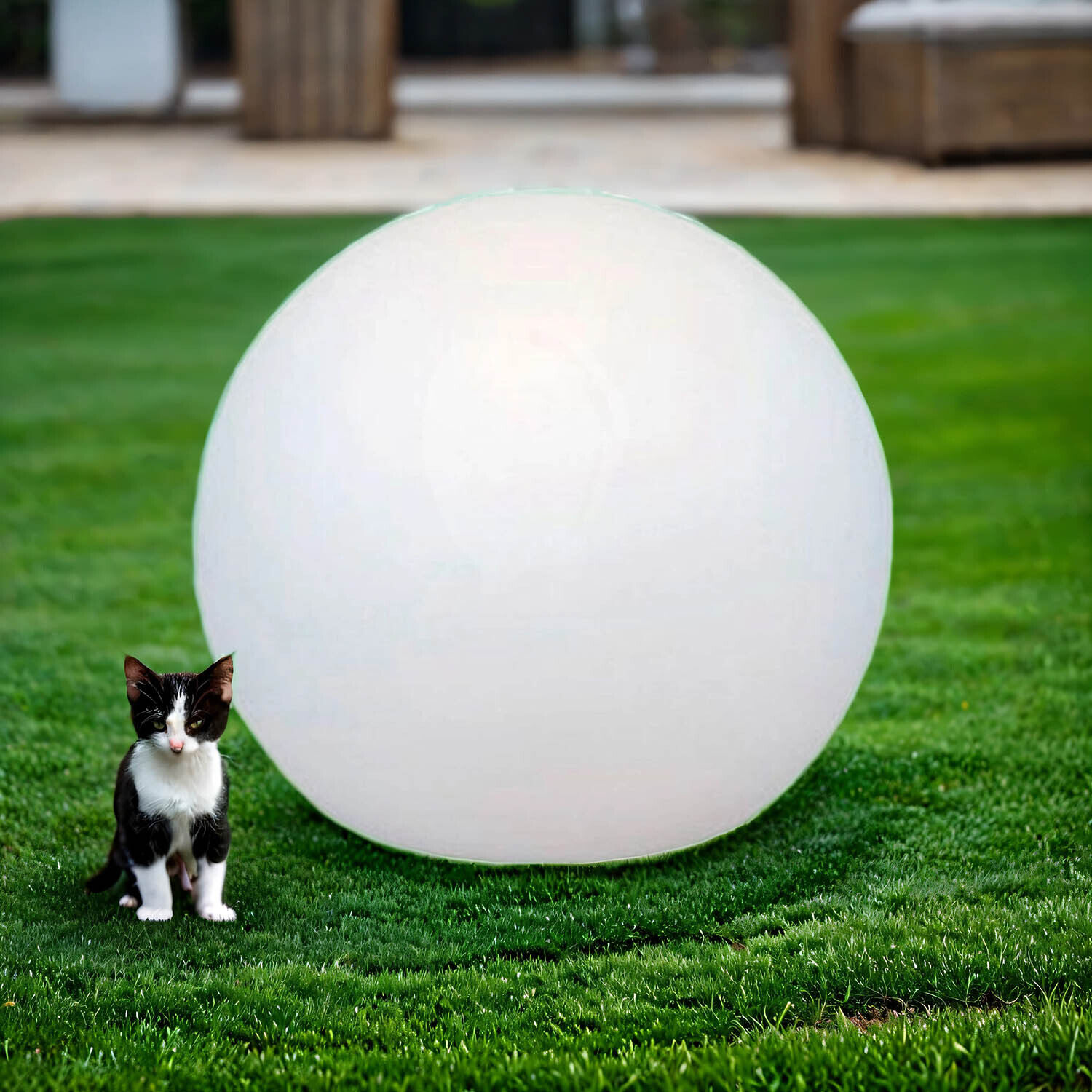 Poolleuchte IP68 Solar Farbwechsel Dimmer Kugel Garten Sphäre, Gras, Rasen, Luftballon, Katze