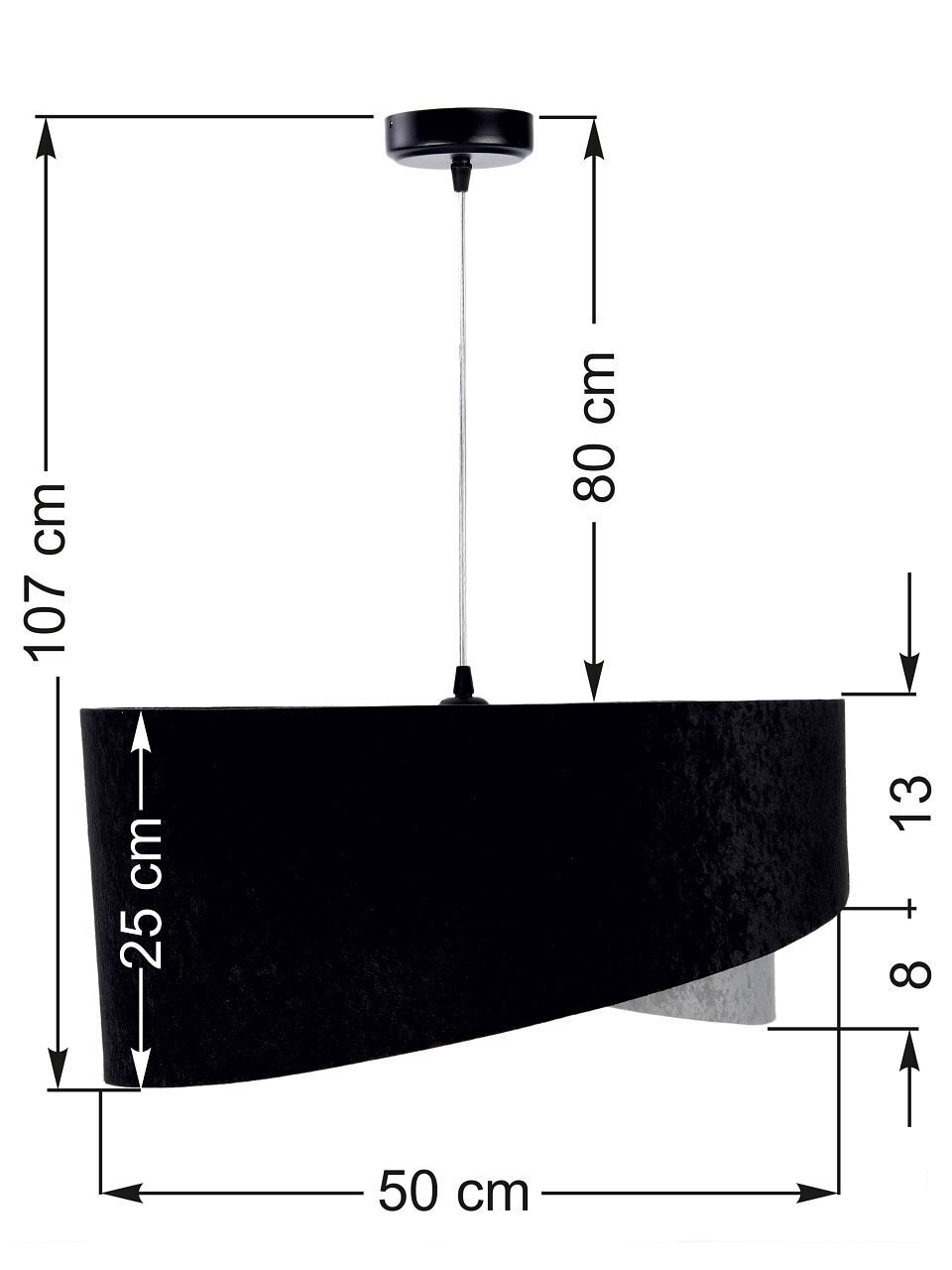 Hängelampe Schwarz Grau E27 rund Ø 50 cm Stoff Velours Optik