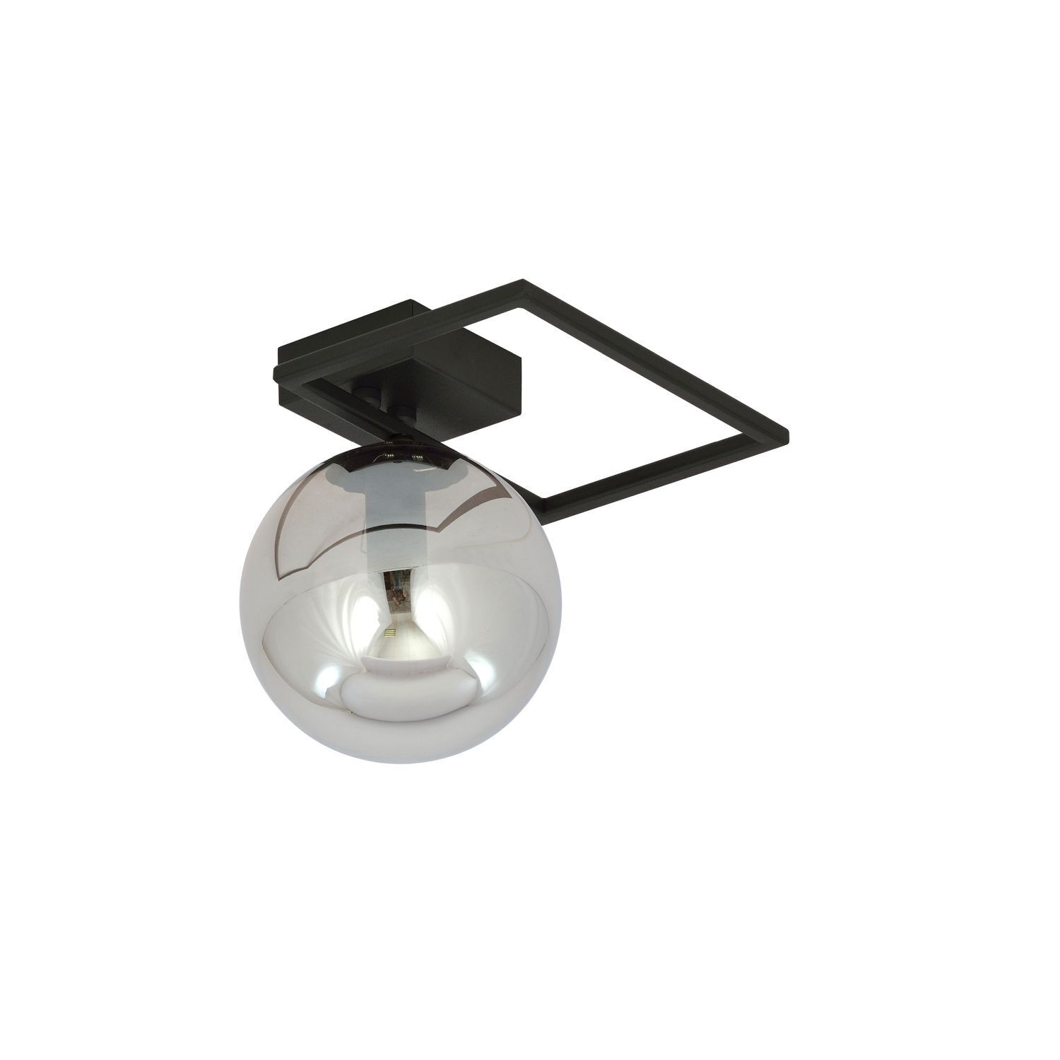 Deckenlampe klein Metall Rauchglas L: 20 cm Kugelschirm E14