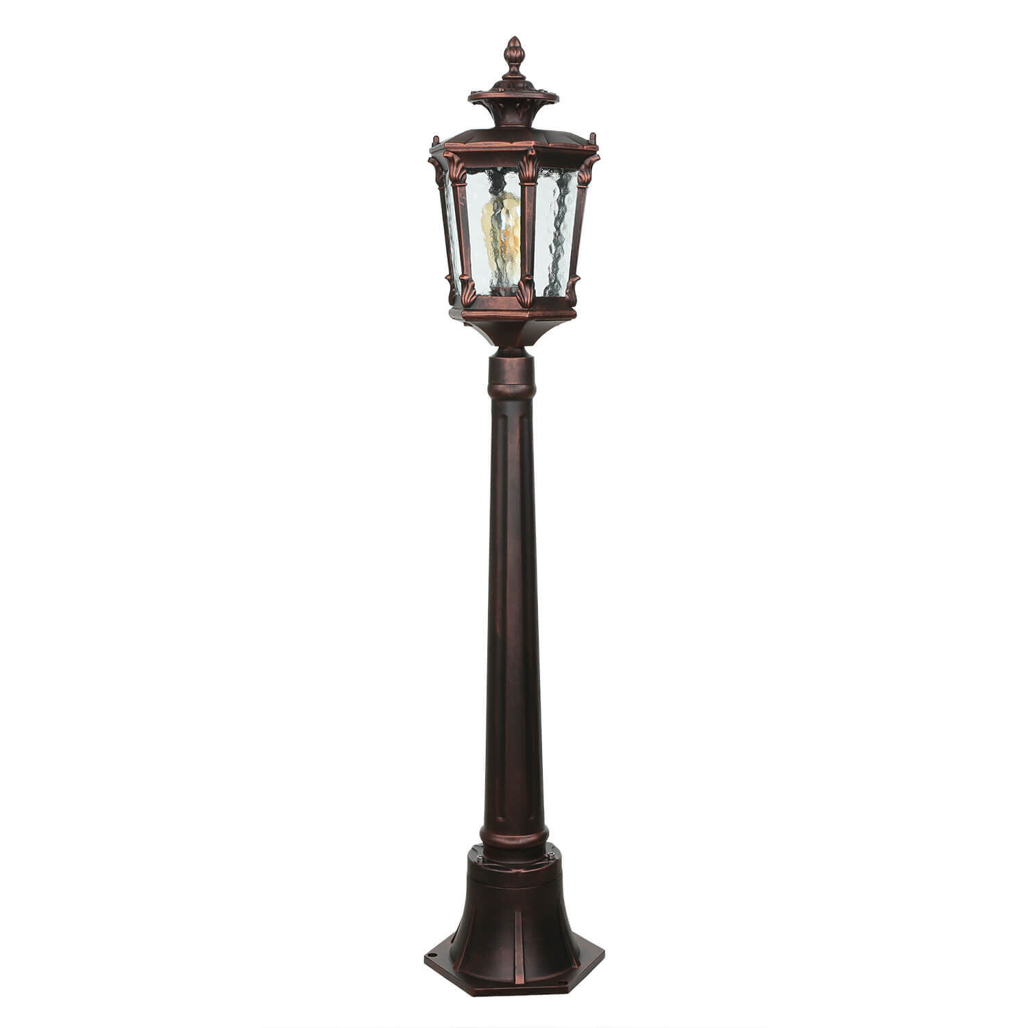 Außen Stehlampe Bronze Antik Ornament Glas E27 AMUR Lampe, Laternenpfahl