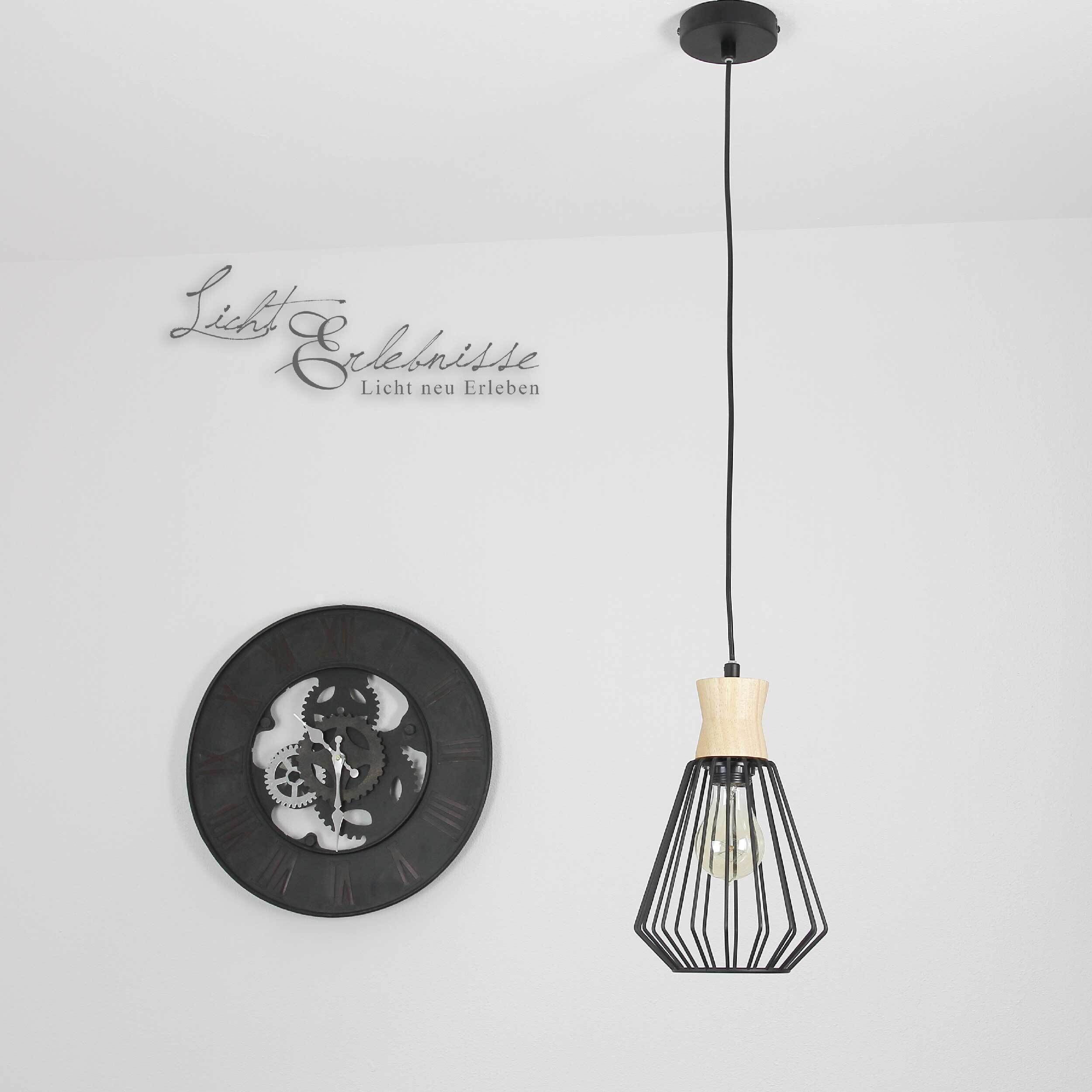 Vintage Hängeleuchte E27 in Holz Optik für die Küche Leuchter, Lampe