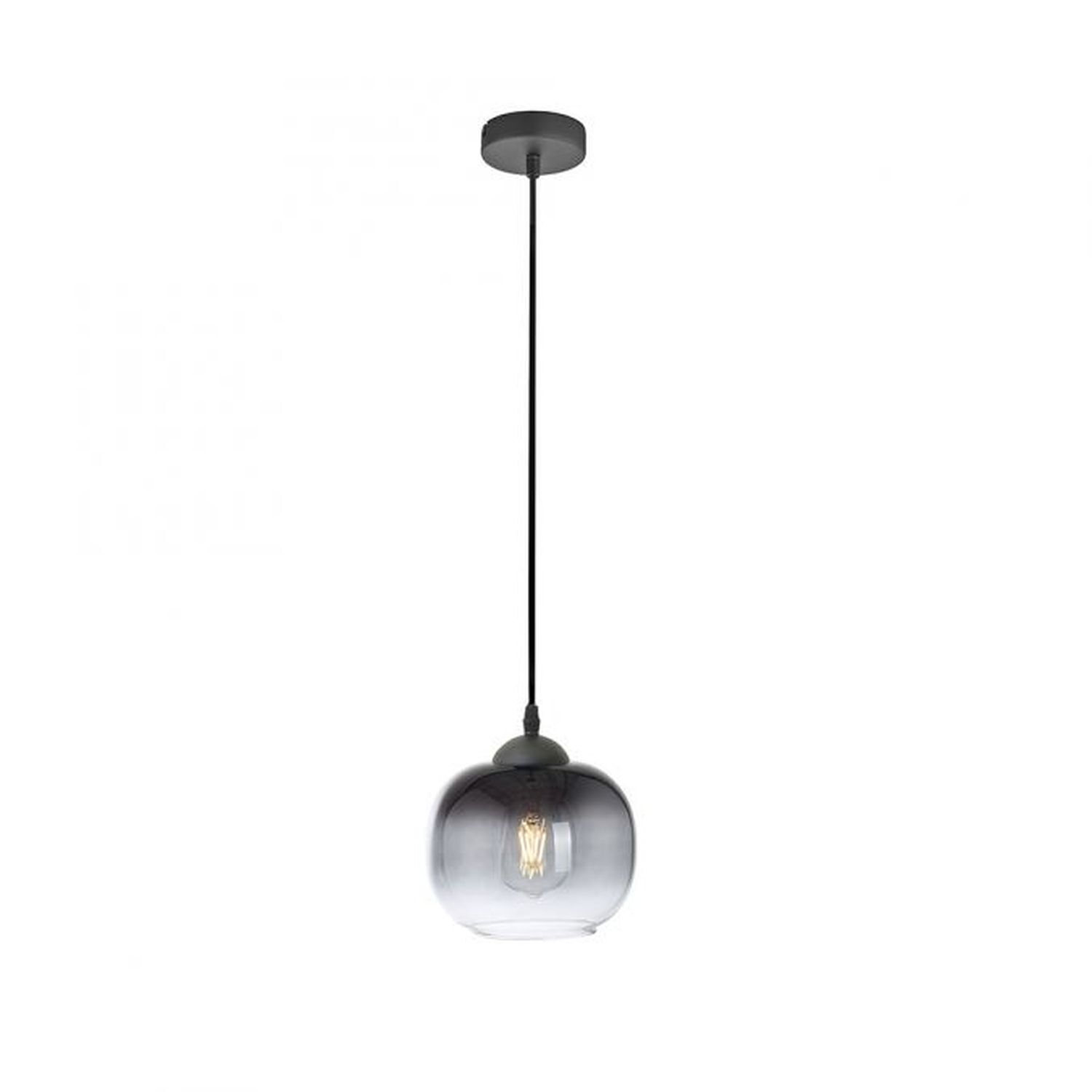 Hängelampe Glasschirm Rauchgrau Schwarz E27 Ø19 cm rund