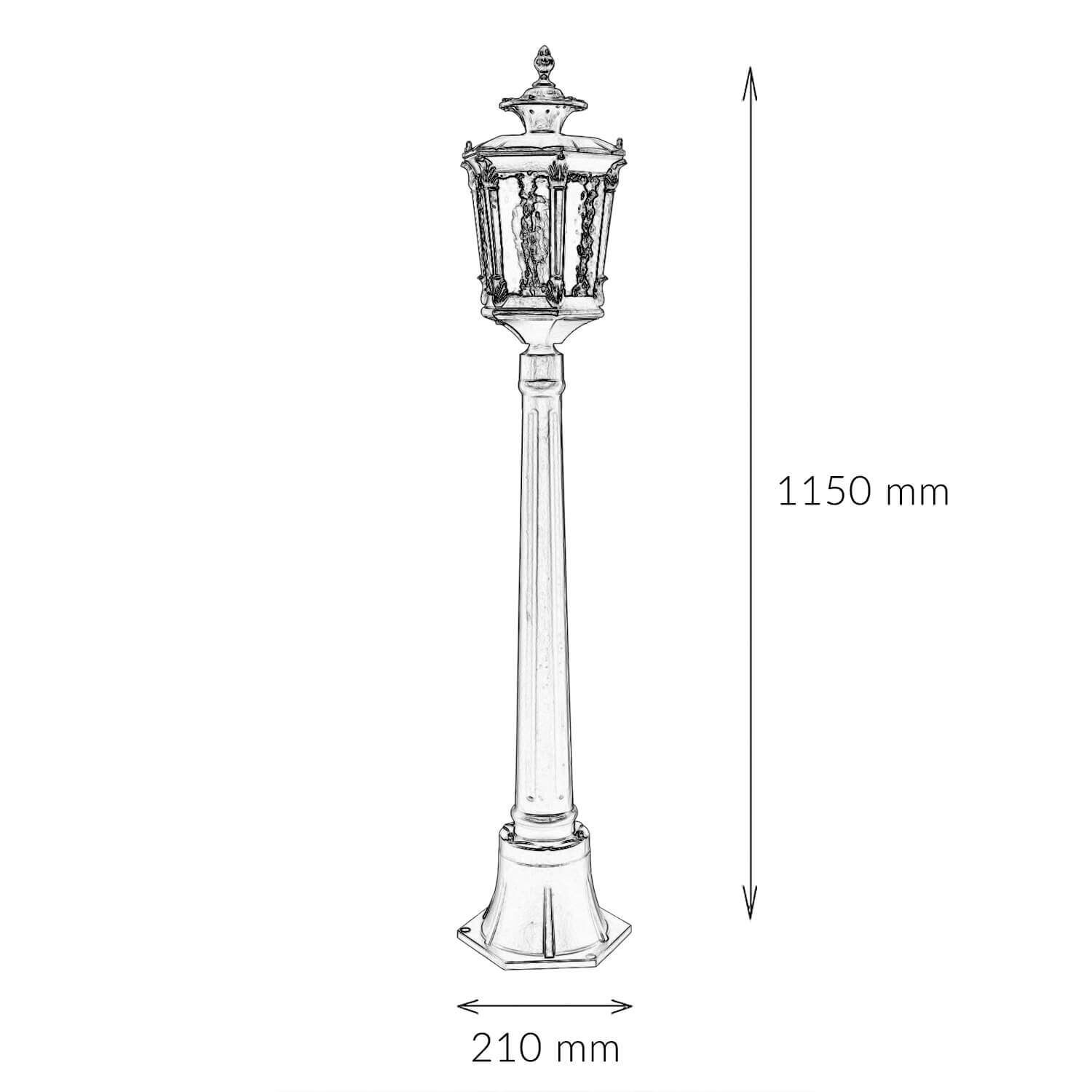 Außen Stehlampe Bronze Antik Ornament Glas E27 AMUR Laternenpfahl