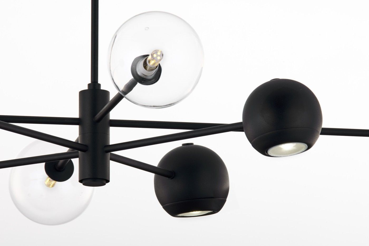 Schwarze Deckenlampe Metall Glas L:94 cm G9 GU10