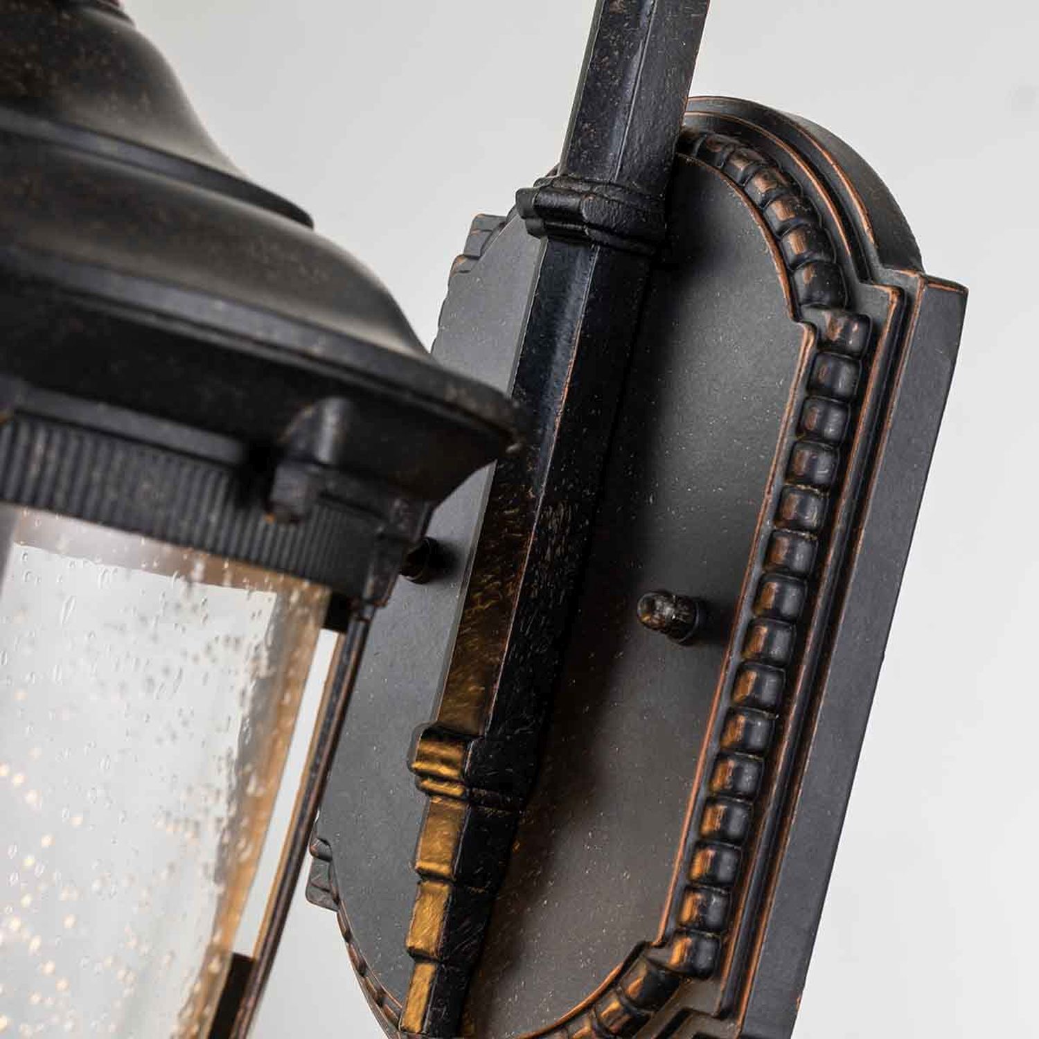 Außenwandleuchte in Bronze Glas Alu IP44 41,5 cm hoch Vintage