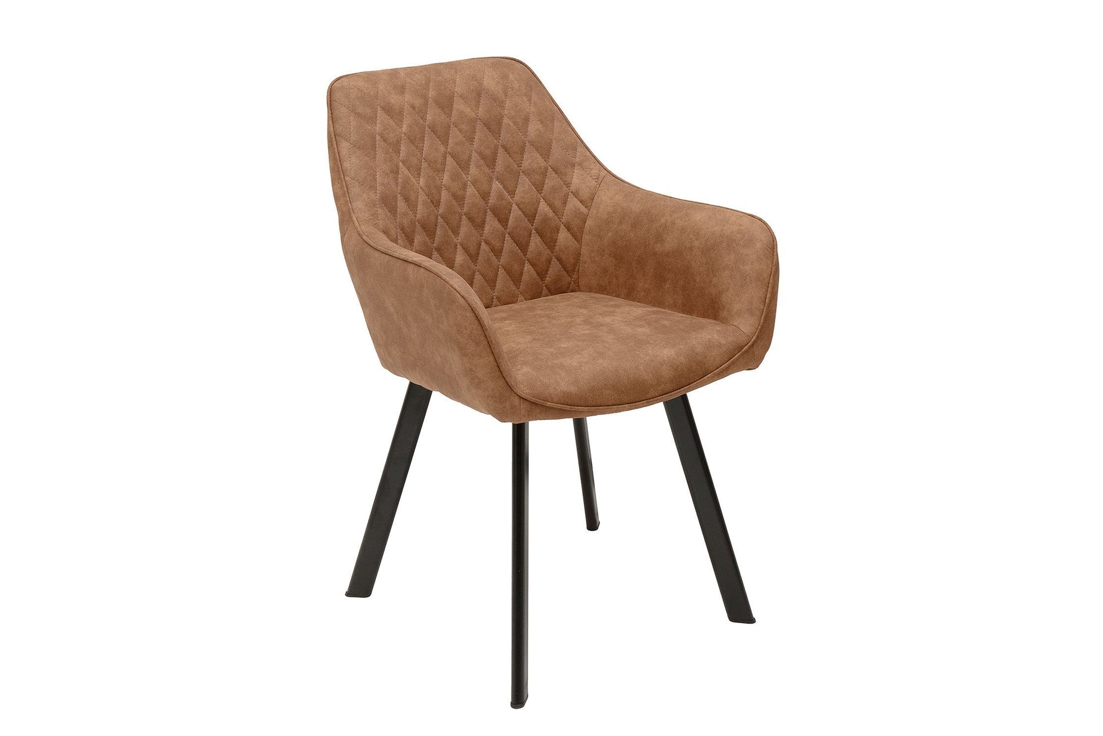 Stuhl Esszimmer Braun Schwarz aus Stoff Metall mit Armlehne