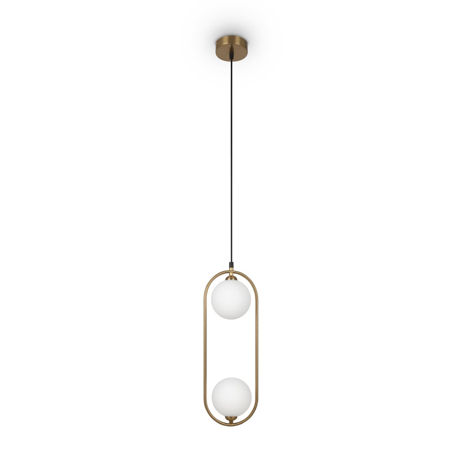 Hängelampe Metall Glas H: max. 204 cm in Messing Weiß