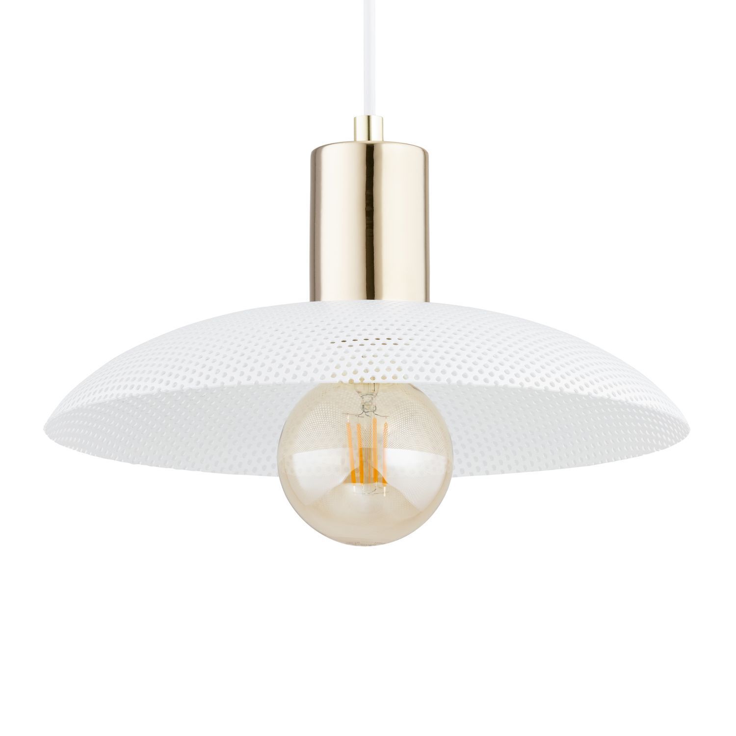 Hängeleuchte Weiß Gold Ø 30 cm H: max. 100 cm verstellbar E27