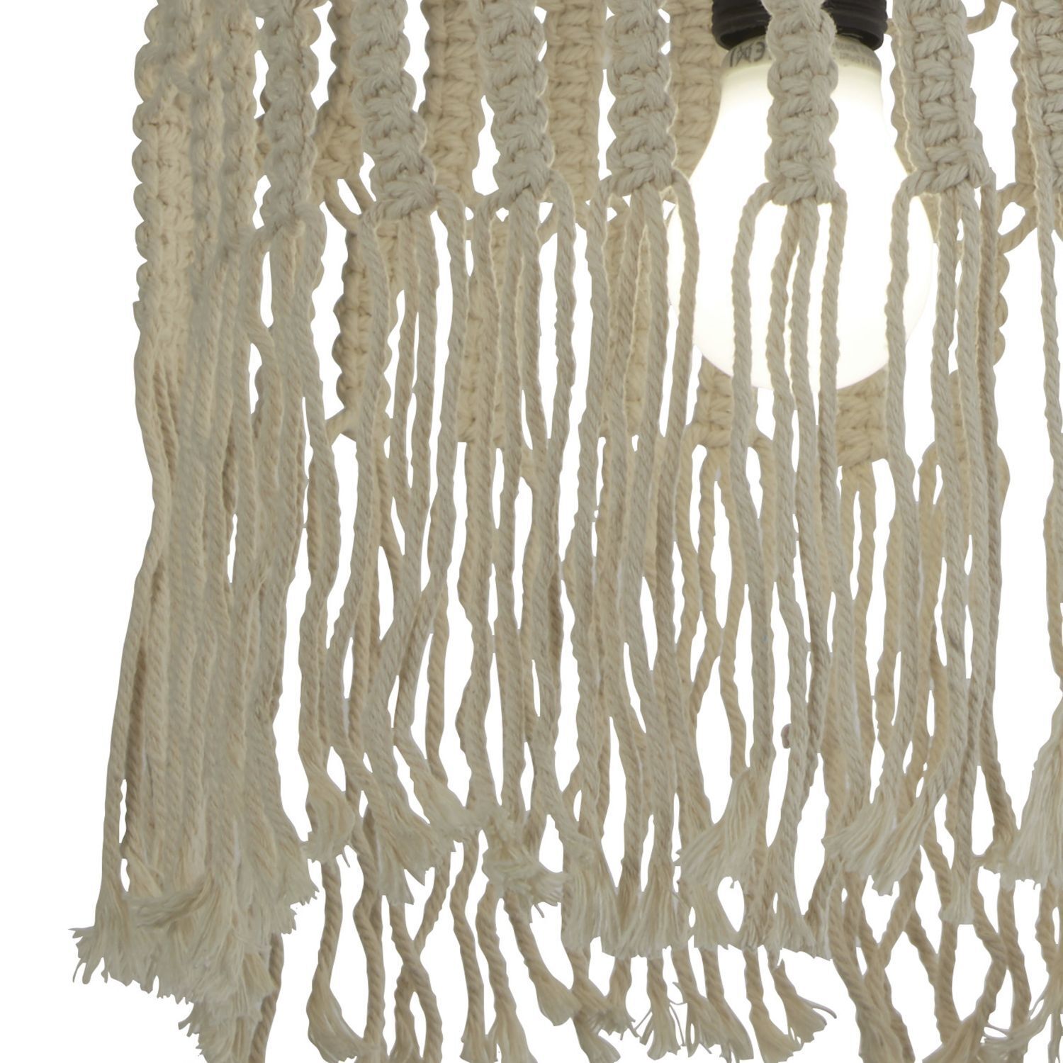 Pendelleuchte Boho Seil Ø 31,5 cm Weiß Natur E27 DANNY