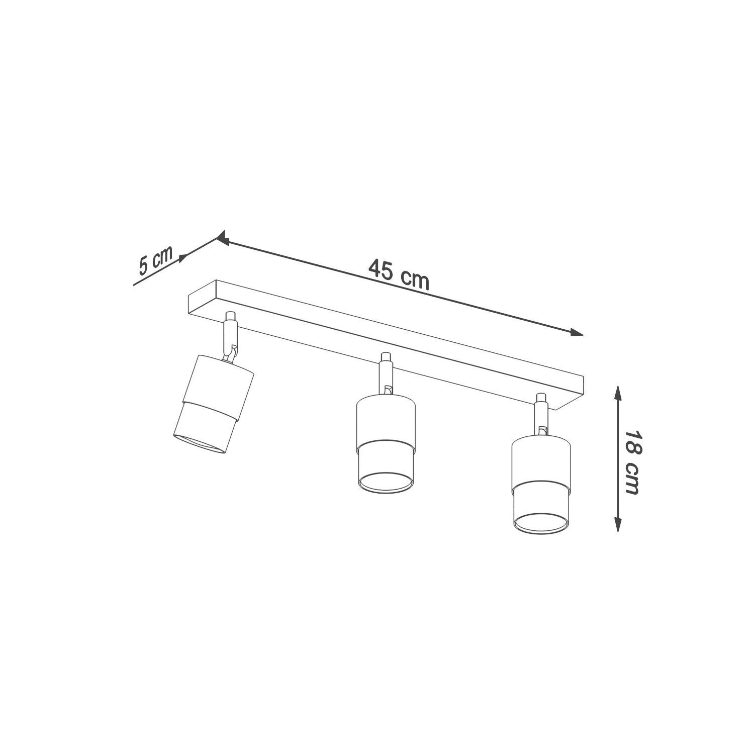 Deckenlampe 3-flammig 45 cm Schwarz Chrom schwenkbar