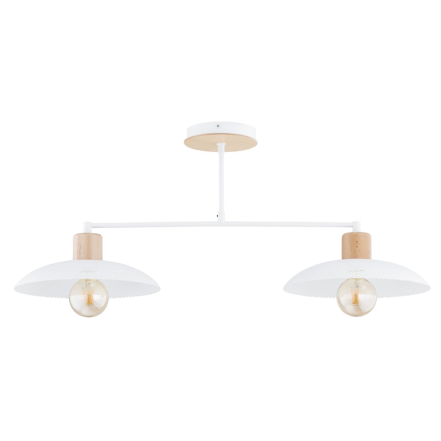 Deckenleuchte Metall 100 cm lang E27 2-flammig Weiß Holzoptik