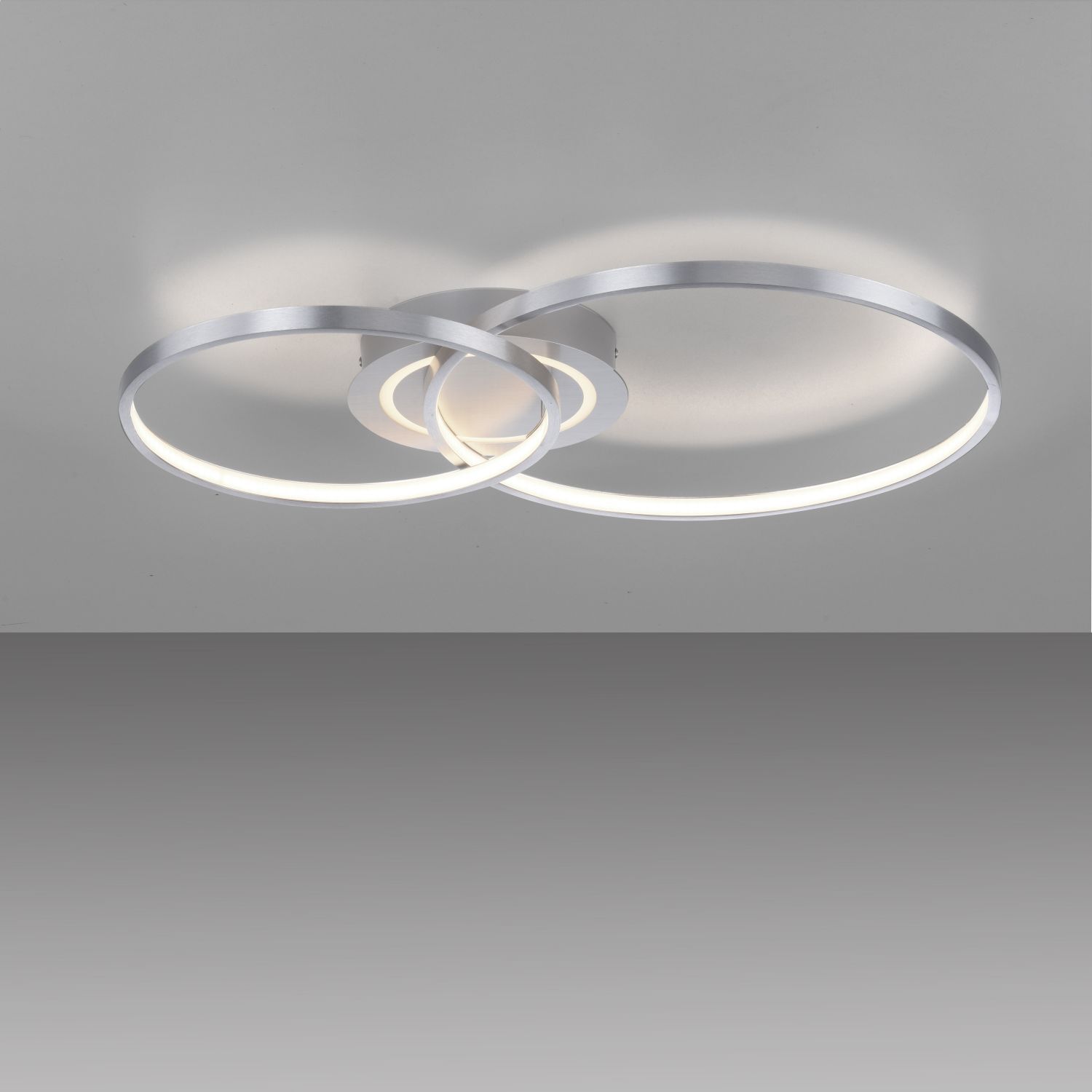 Stilvolle LED Deckenleuchte in Aluminium 3000 K Ringe