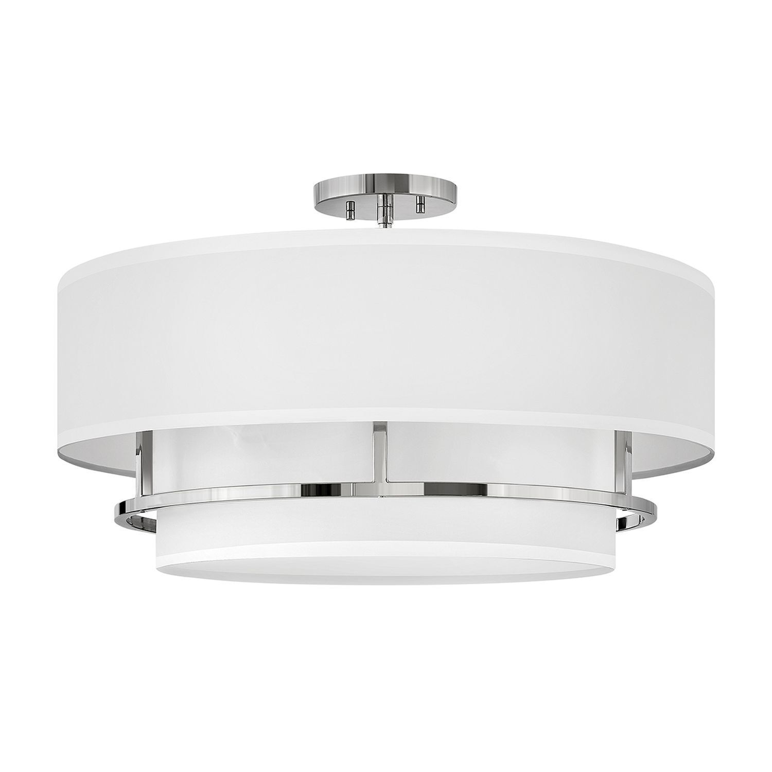Deckenleuchte Stoffschirm E14 Ø 58,4 cm 4x rund Weiß Nickel