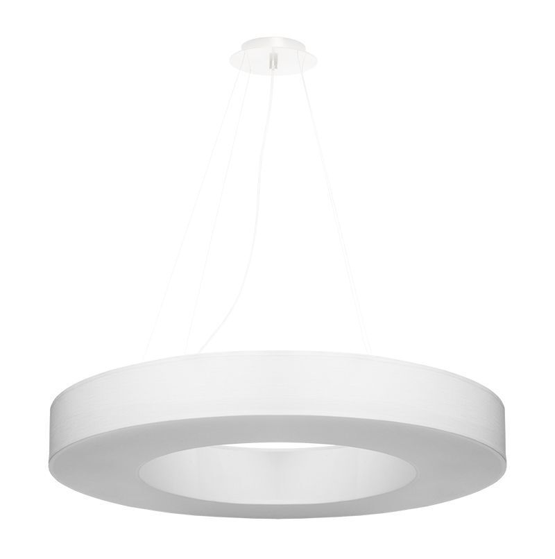 Runde Pendelleuchte Stoff Ø 70 cm Weiß blendarm 6x E27