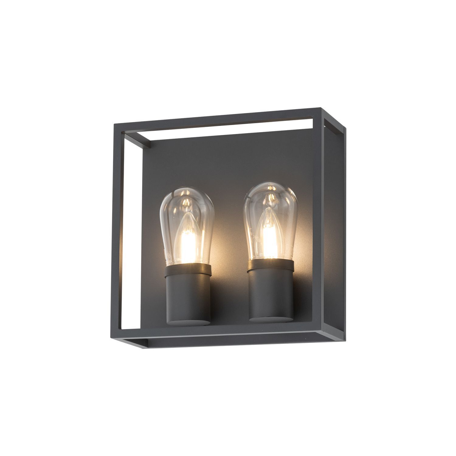 Wandleuchte außen 2-flammig IP54 Graphit E14 Glas Aluminium