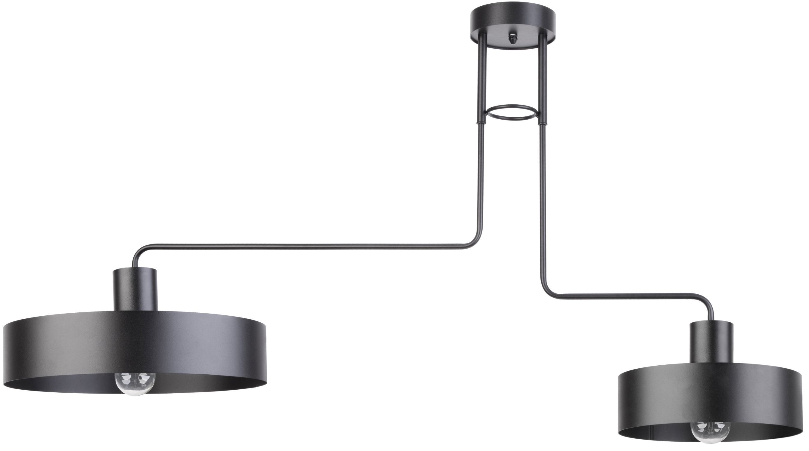 Metall Deckenlampe Schwarz 2-flammig L:115 cm E27 groß
