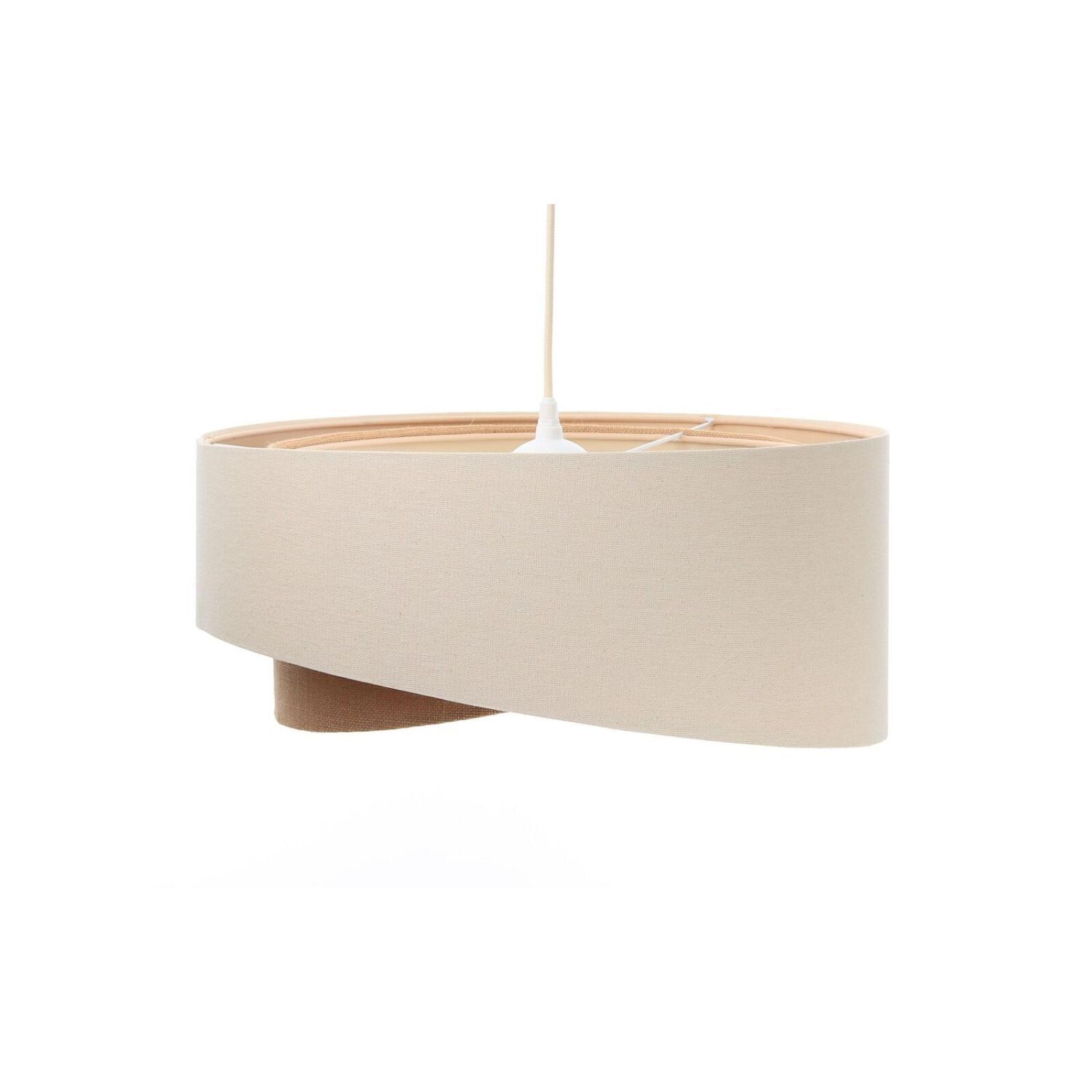Hängelampe Leinen E27 rund Ø 50 cm Creme Beige wohnlich