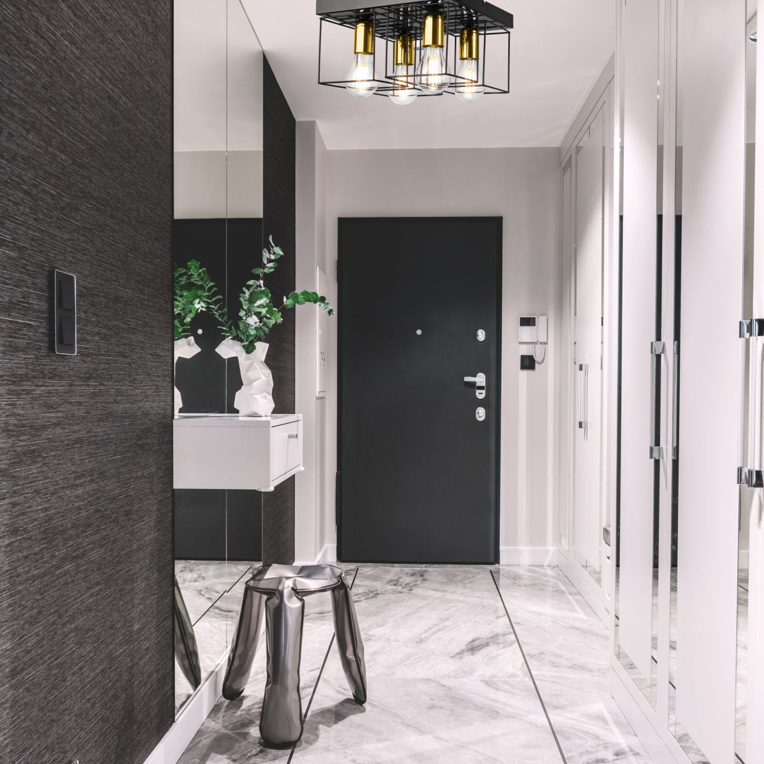 Deckenleuchte Metall Schwarz Gold B: 30 cm 4x E27 Modern