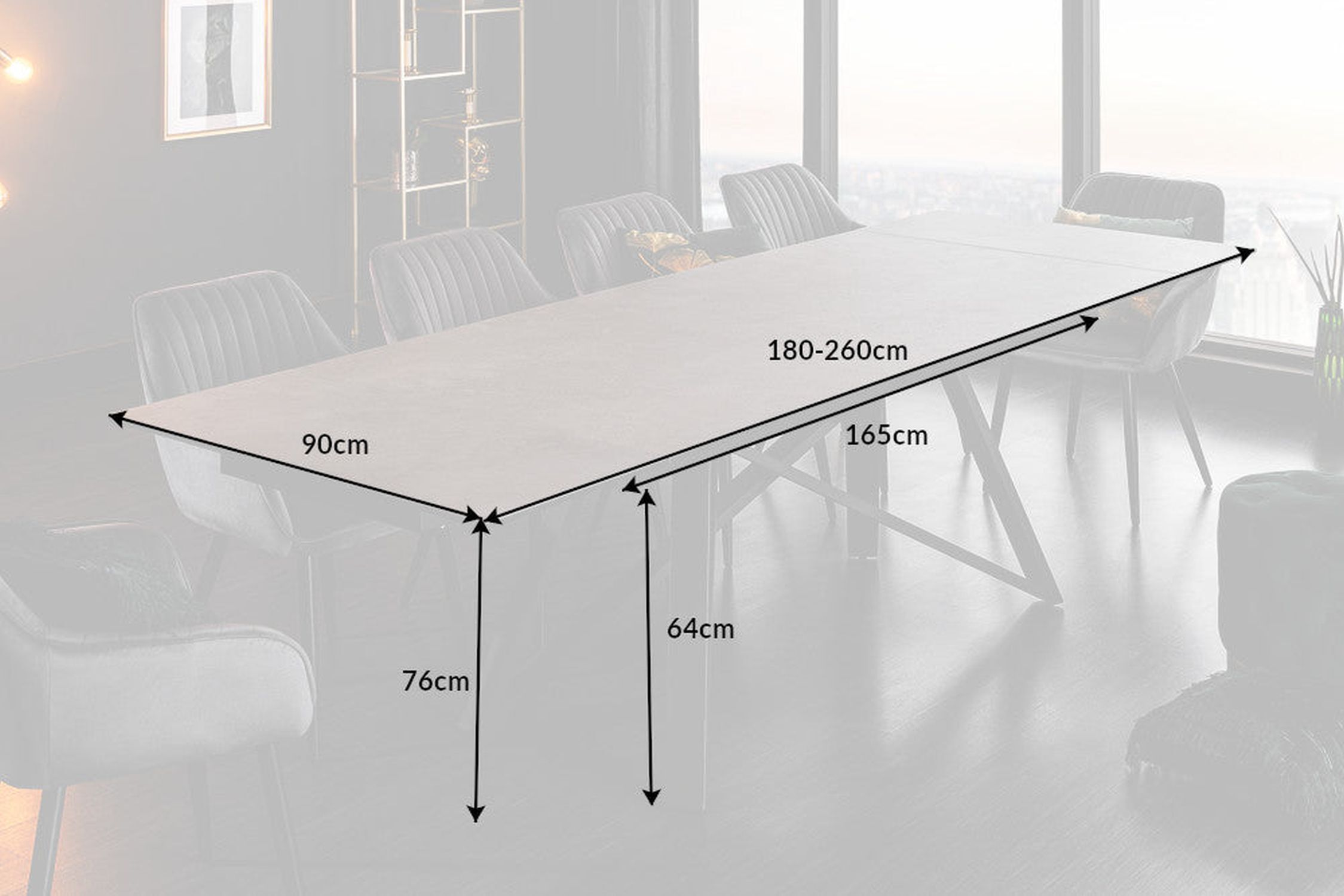Esstisch ausziehbar Keramik in Grau Schwarz 180 cm