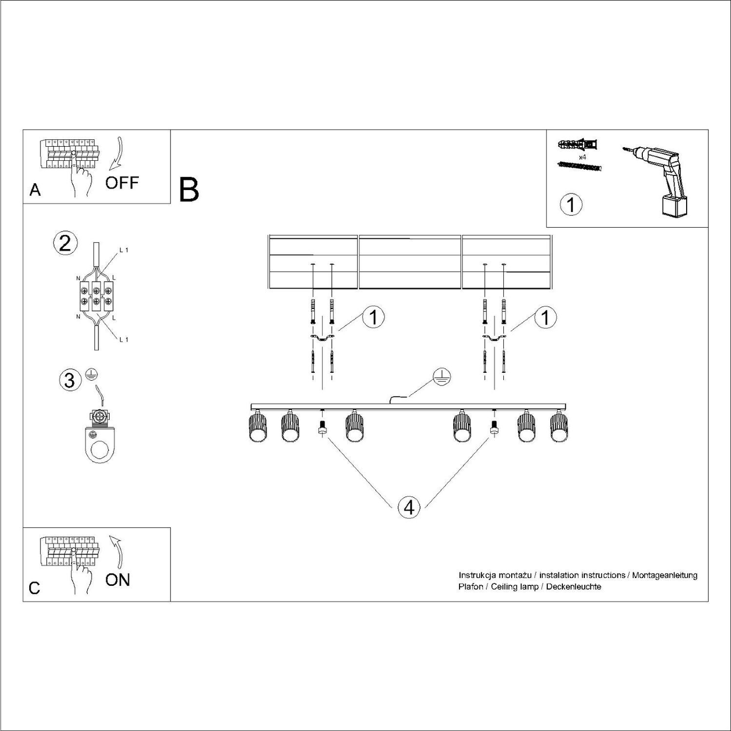 Deckenlampe Modern Weiß 117 cm schwenkbar 6x GU10 Aluminium