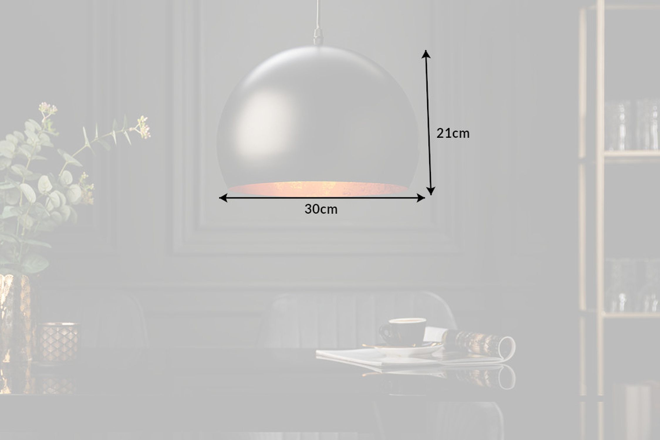 Runde Pendelleuchte Schwarz Gold Metall Ø30 cm Retro Runde Pendelleuchte Schwarz Gold Metall Ø30 cm Retro